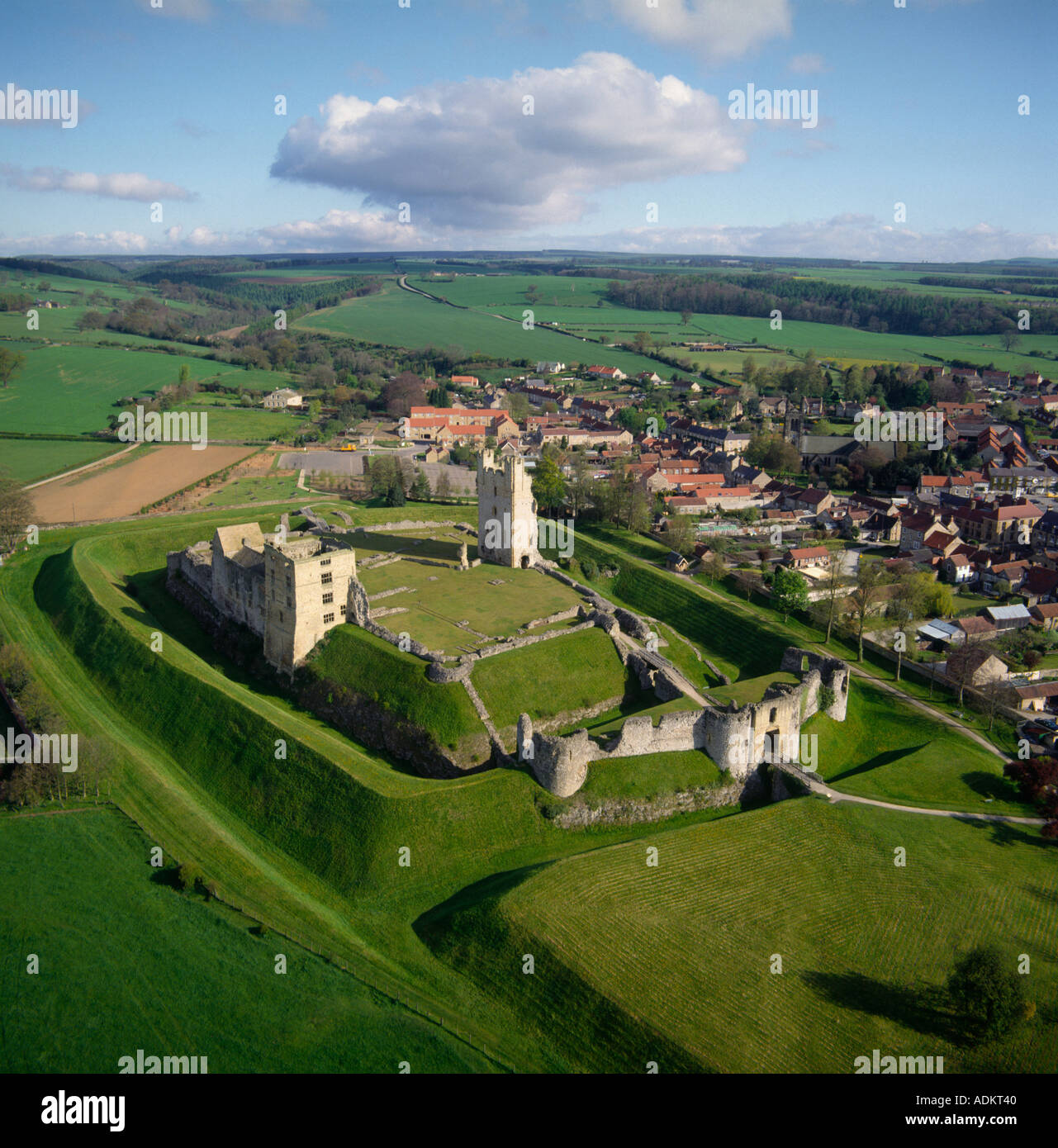 Town and castle Helmsley Yorkshire UK aerial view Stock Photo