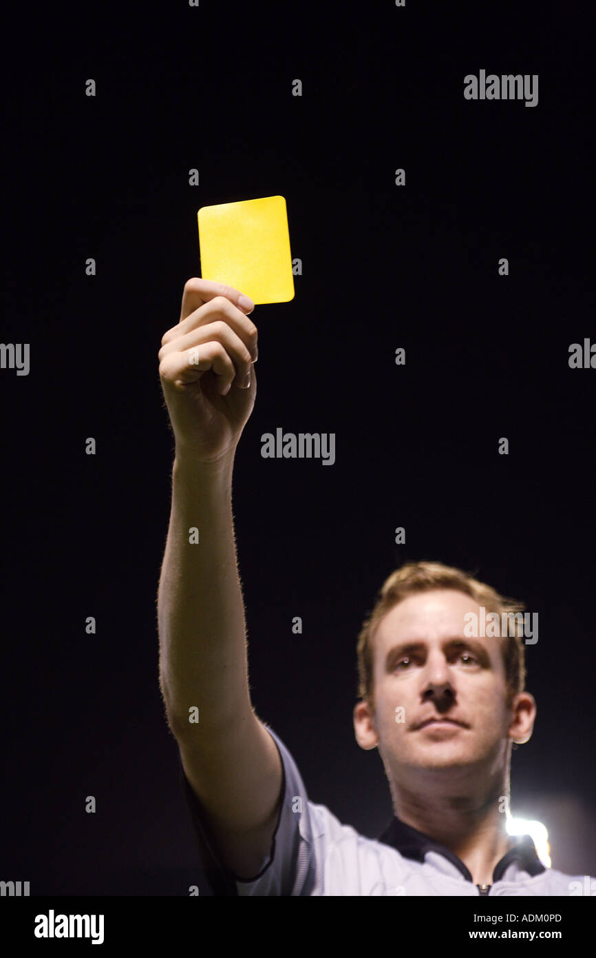 Ref Showing Yellow Card Stock Photo Alamy