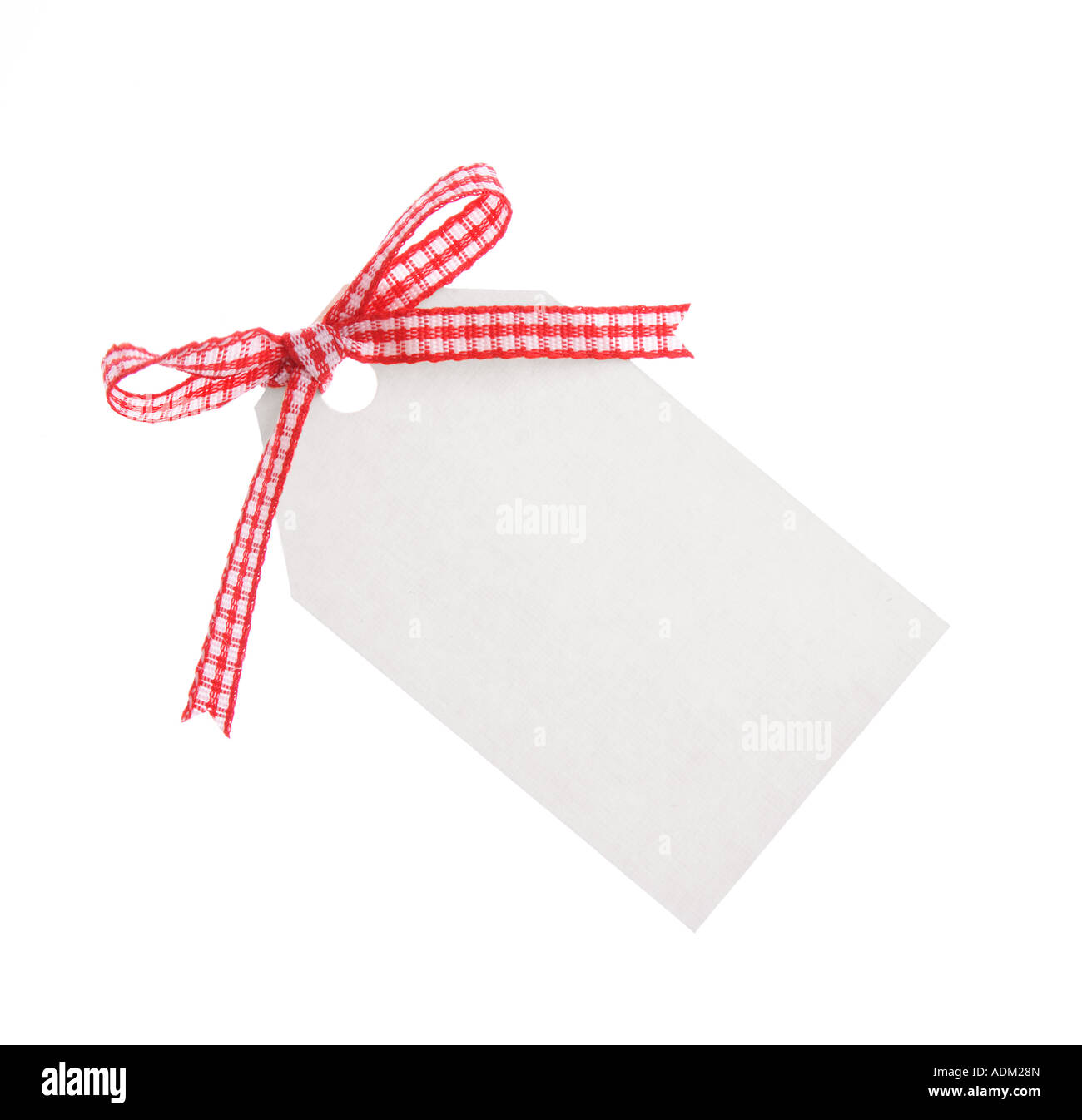 gift tag with red ribbon on white background Clipping Path included