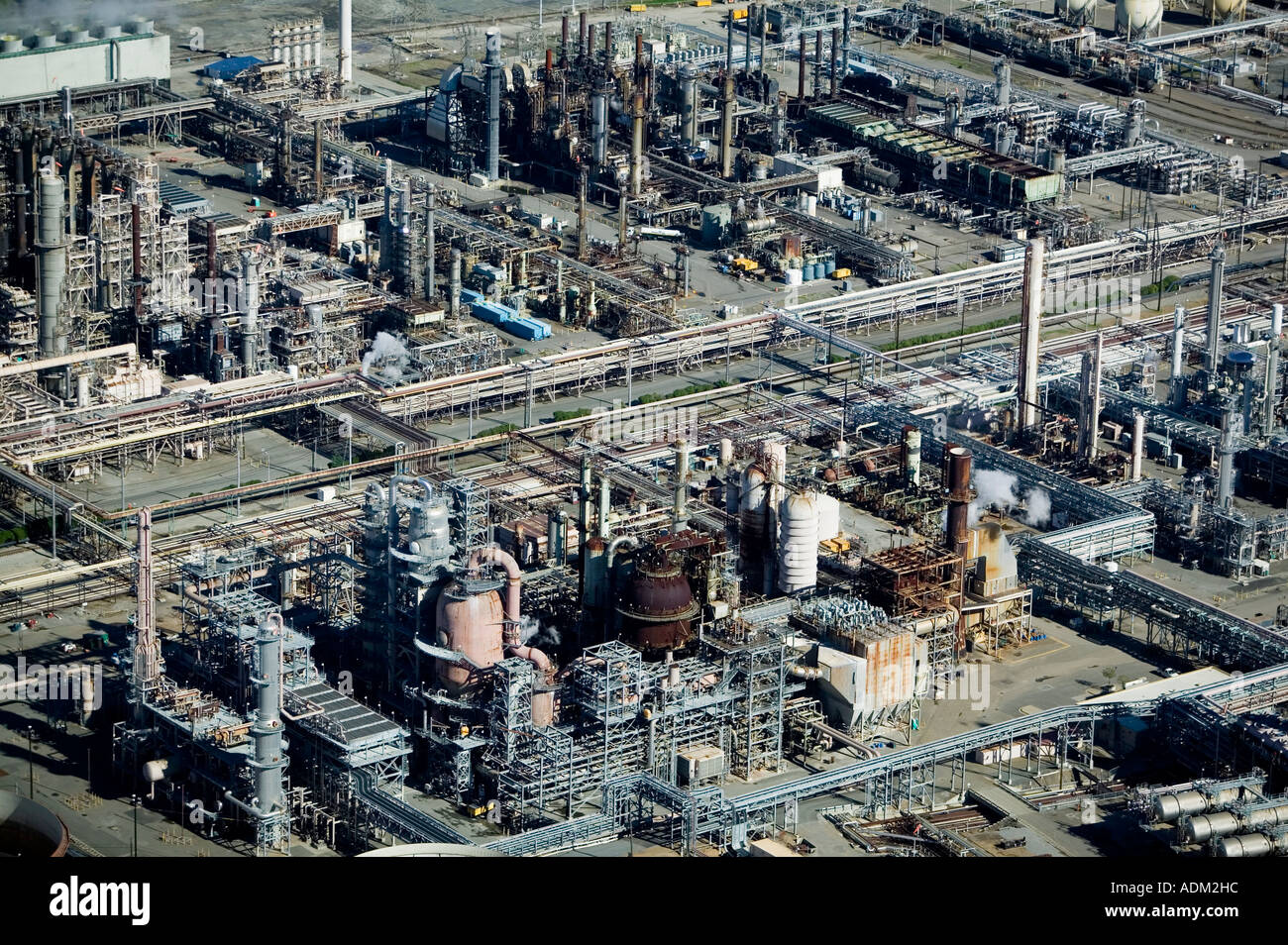 aerial view above Chevron refinery Richmond, California, San Francisco Bay Stock Photo
