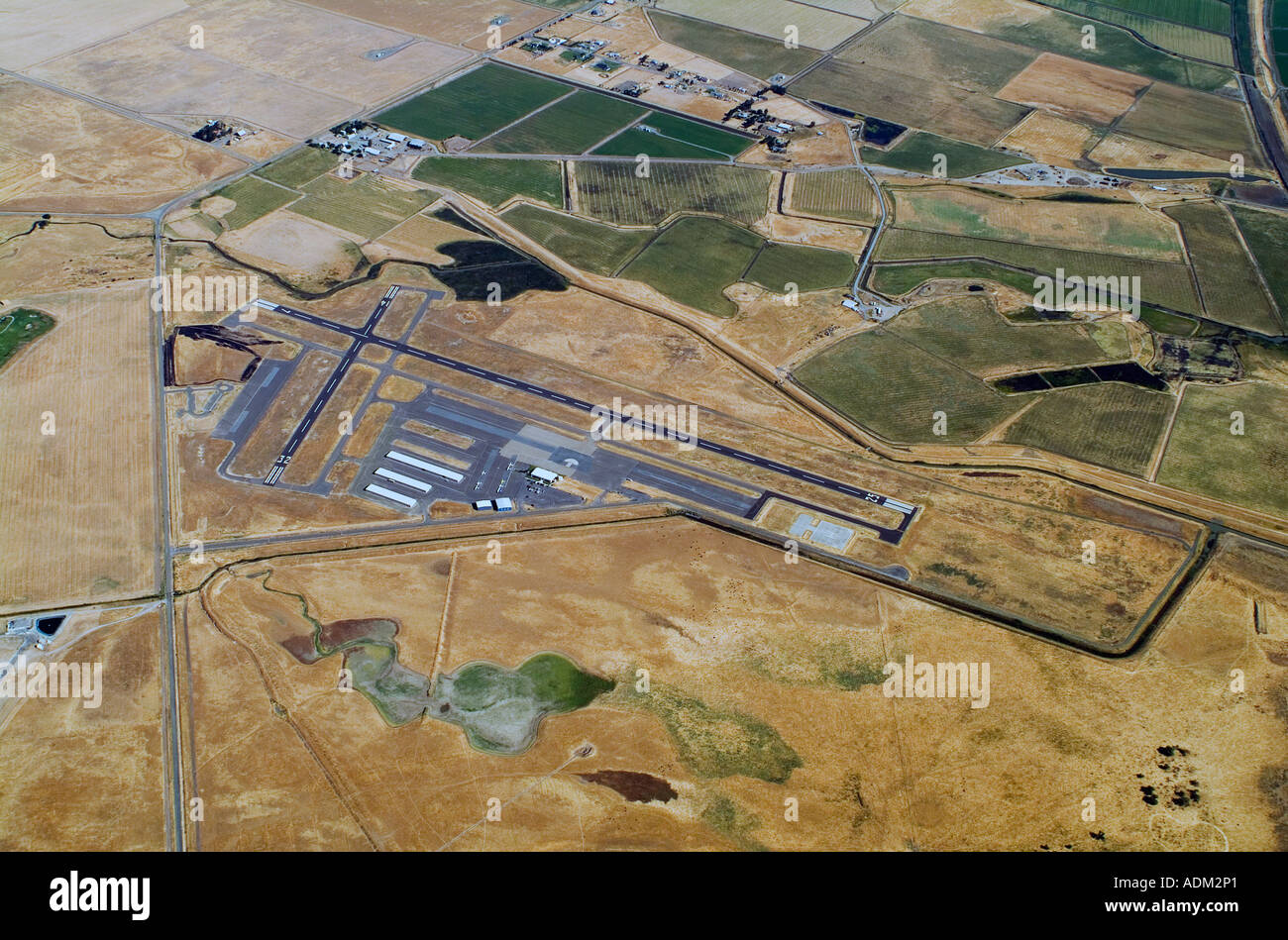 aerial view above Rio Vista, CA airport Solano county Sacramento river