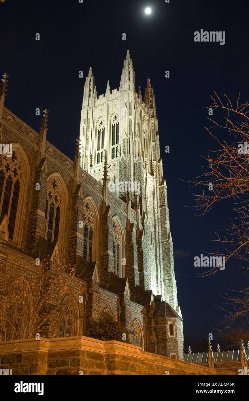 Duke Chapel by night, Duke University, Durham, North Carolina Stock Photo