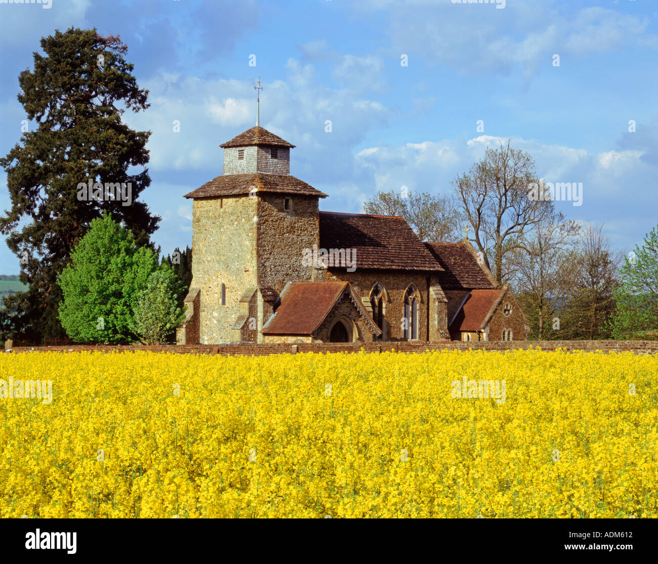 St John the Evangalist Church in Wotton, Surrey, England seen across a
