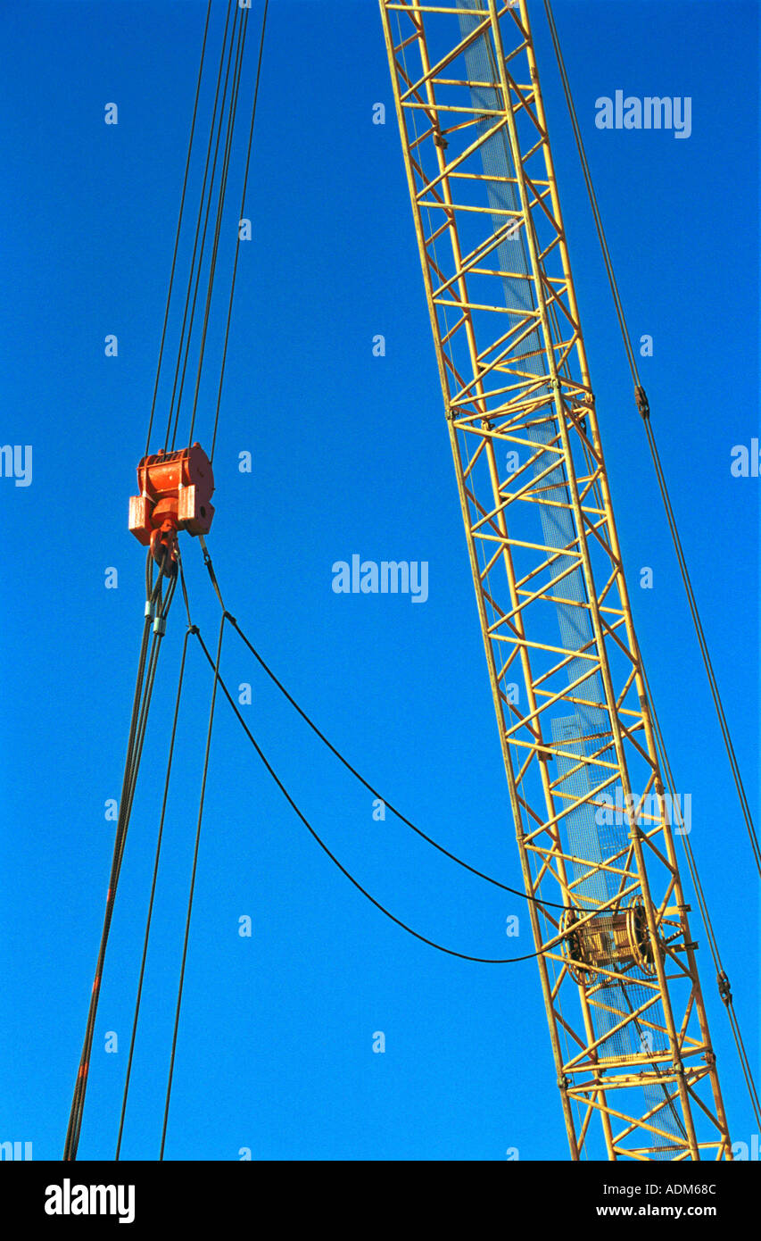 detail of crane rigging and cables Stock Photo Alamy
