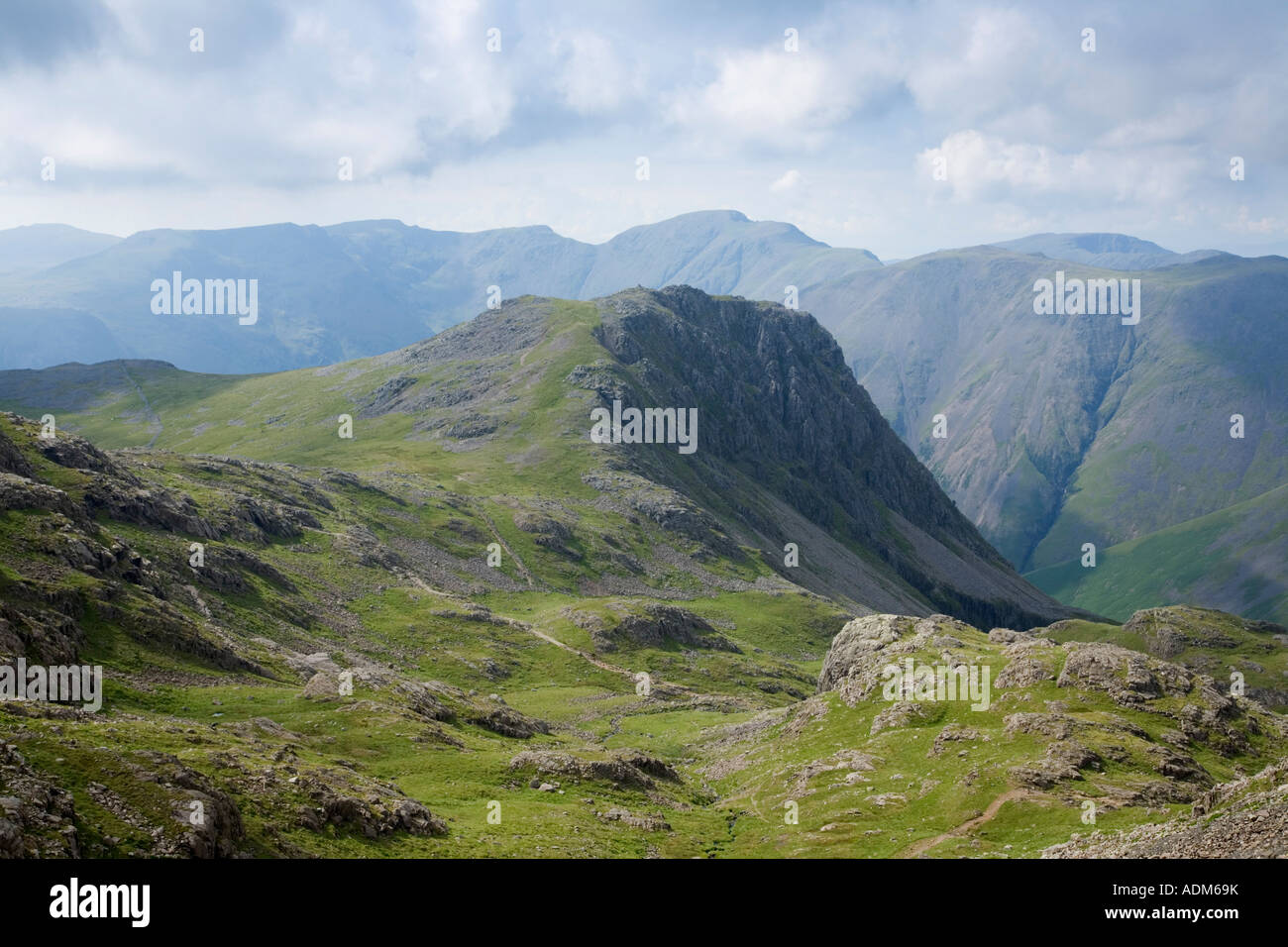 Lingmell from the Scafell Pike Broad Crag Saddle Lake District National Park Cumbria England Stock Photo