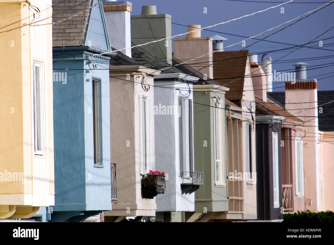 Profile of homes in the San Francisco Sunset District Stock Photo Alamy