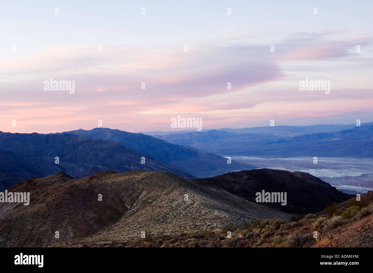 USA California Death Valley National Park Sunrise over Badwater and the