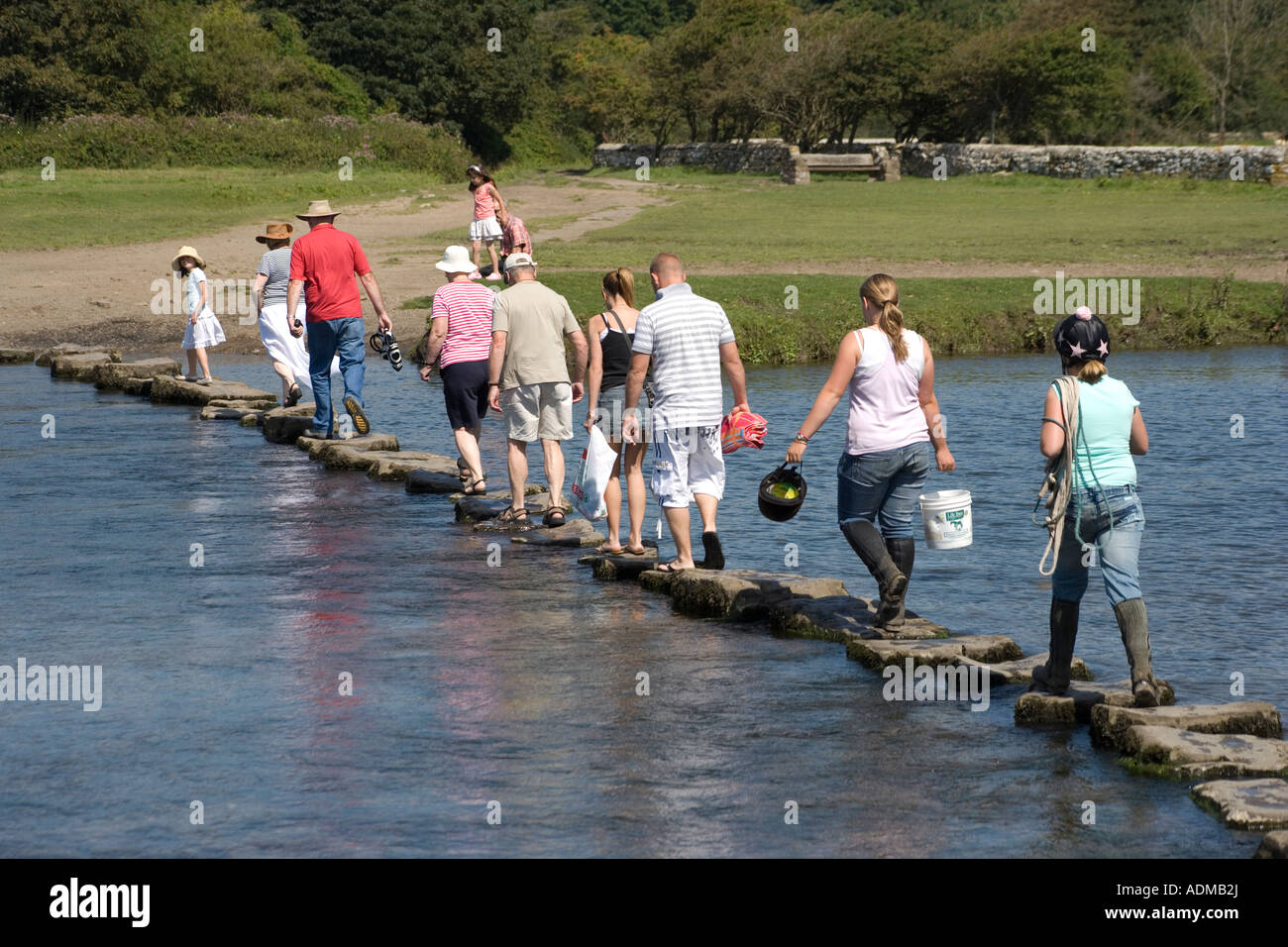 Stepping Stones Ogmore River Glamorgan South Wales Stock Photo
