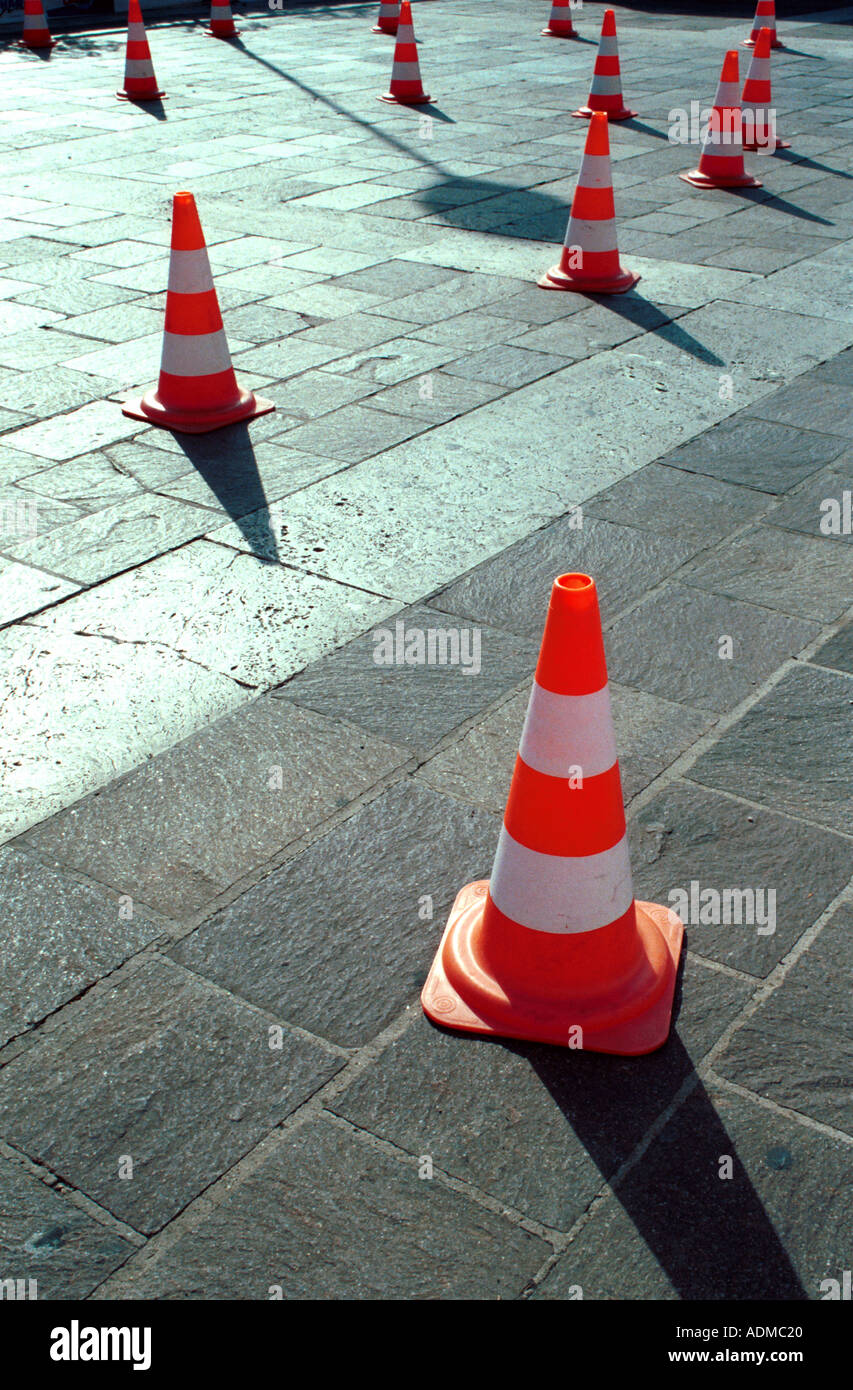 Numerous road traffic cones outside Stock Photo Alamy