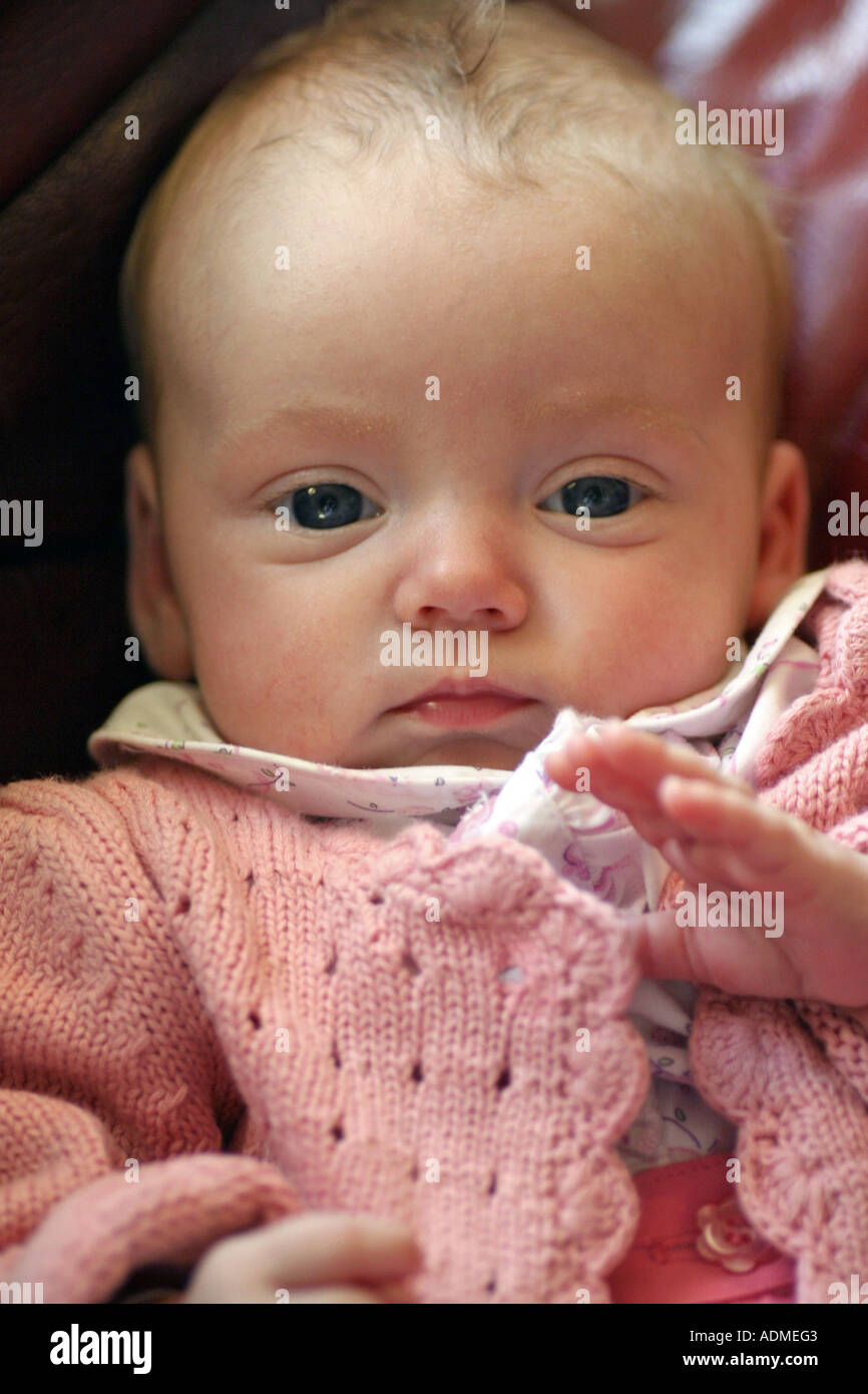 Ten week old baby girl, Lucy. Glasgow, Scotland, United Kingdom. Stock Photo
