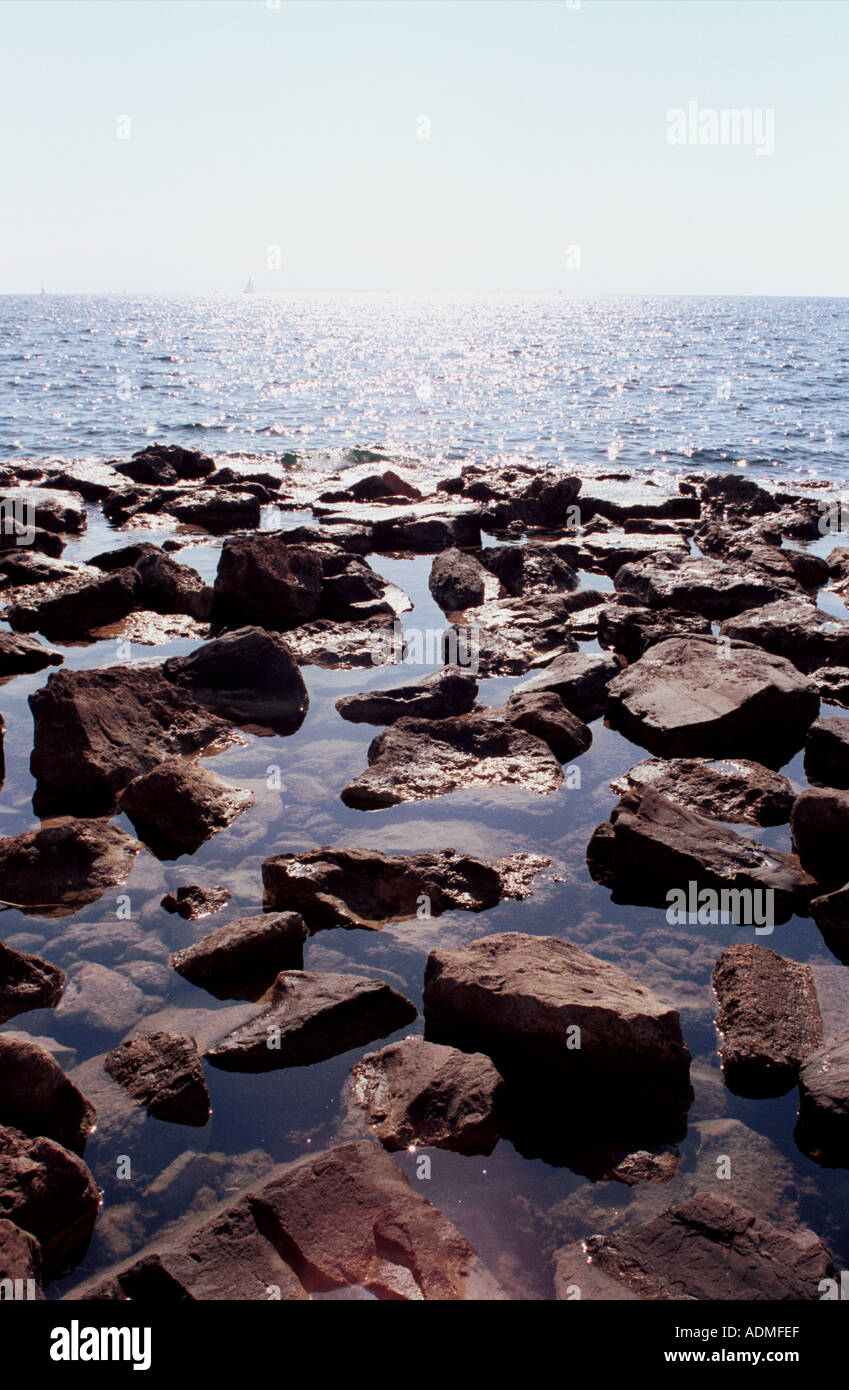 rocks on beach shore Stock Photo - Alamy