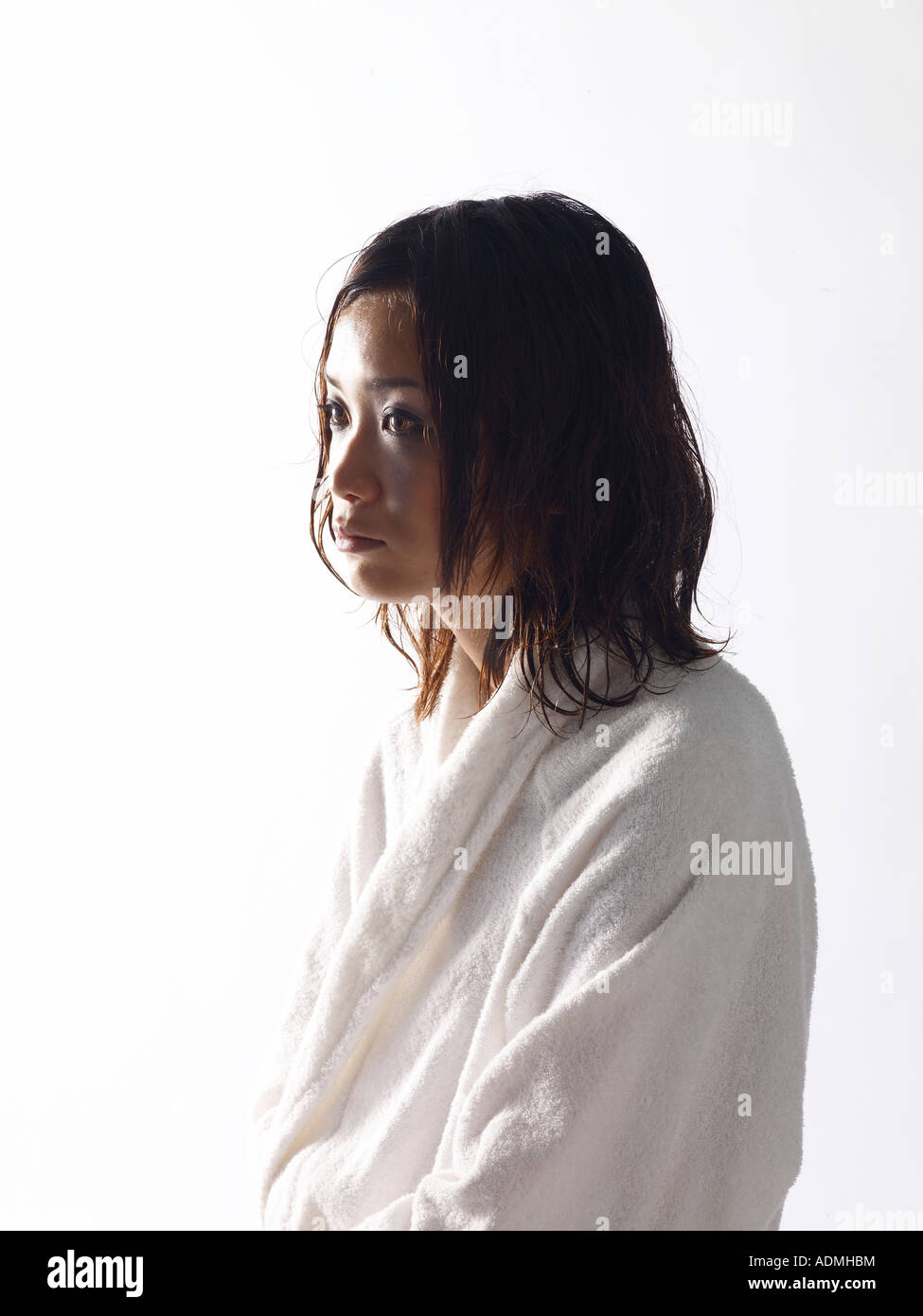 Asian woman wearing white bathrobe hi-res stock photography and images ...