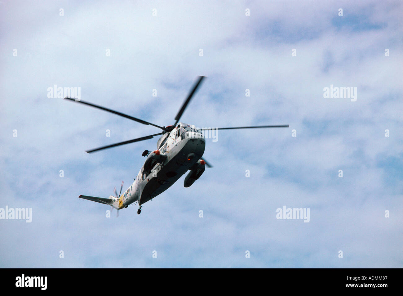 Low angle view of a Sikorsky SH-3 Sea King in flight Stock Photo