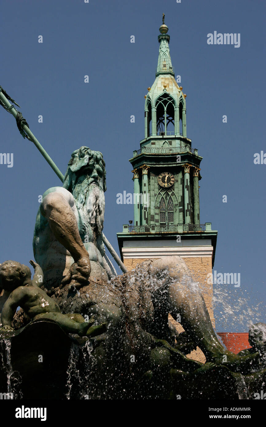 Neptunbrunnen , a fountain featuring a mythological scene Stock Photo