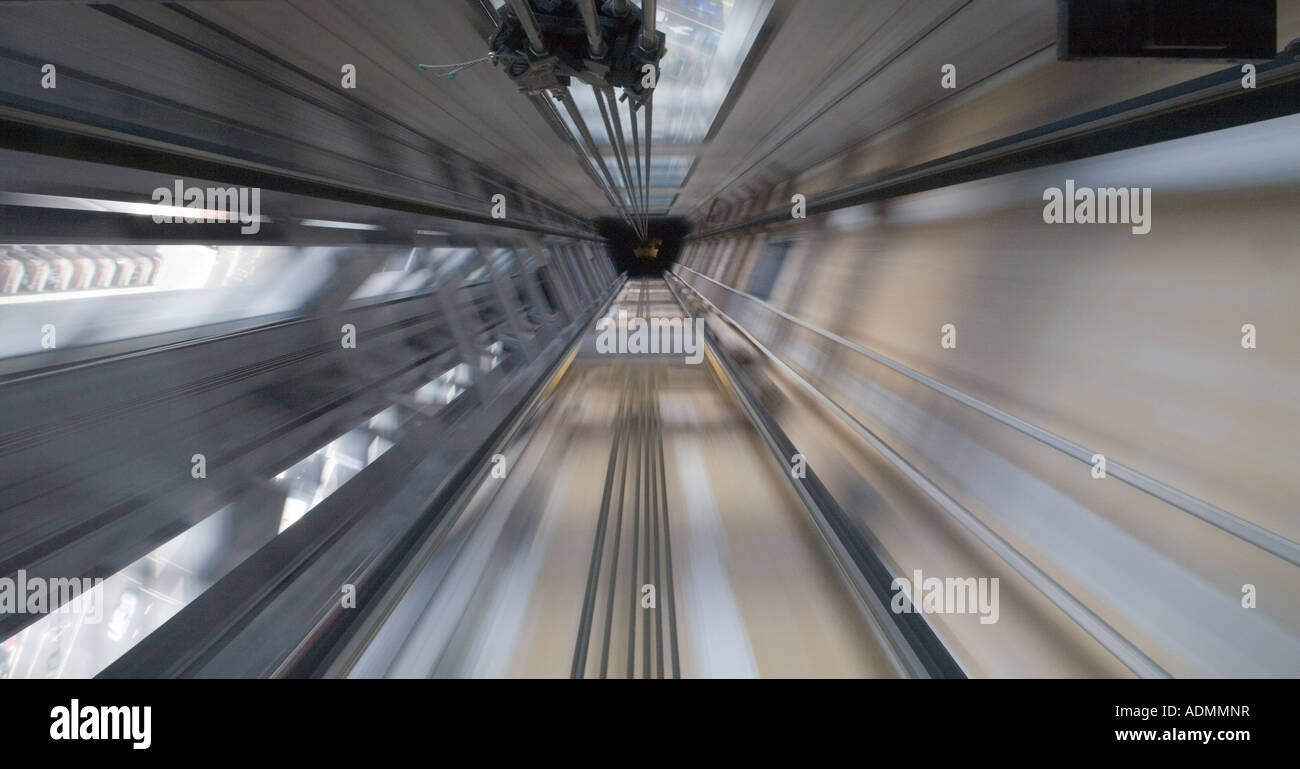 New Zealand North Island Auckland Blurred image looking down elevator