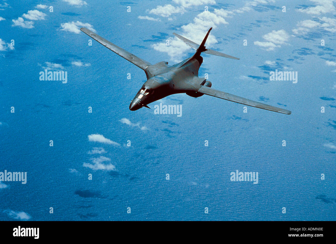 Aerial view of a B-1B Lancer in flight Stock Photo