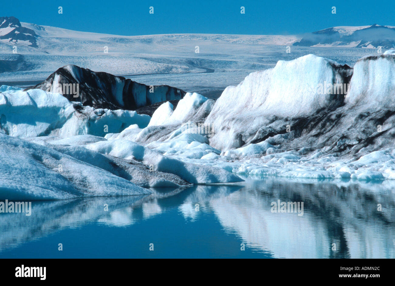 glacierlake Joekulsrlon, icebergs in a glacierlagon, Iceland Stock Photo