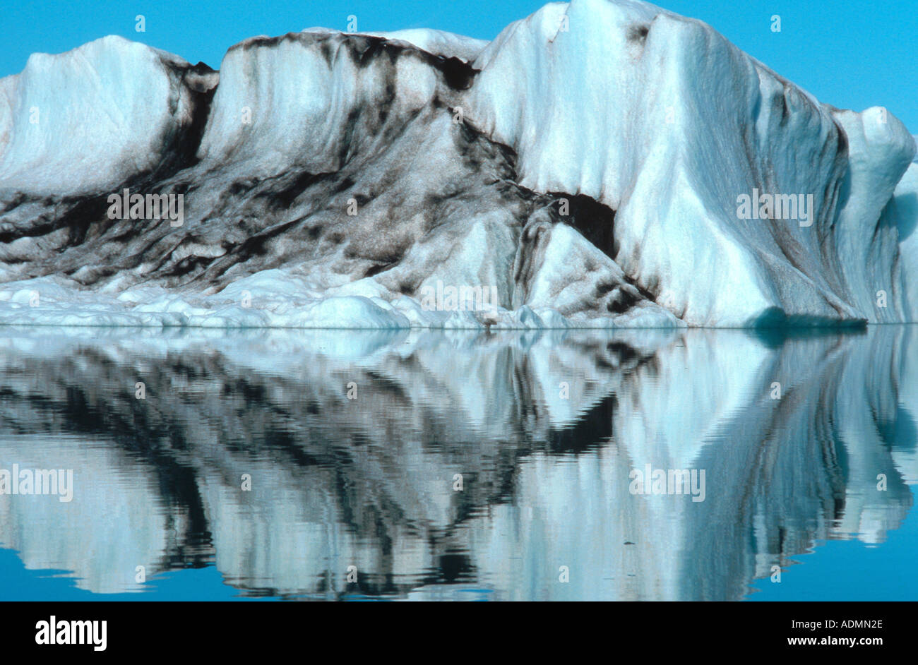 glacierlake Joekulsrlon, icebergs in a glacierlagon, Iceland Stock Photo