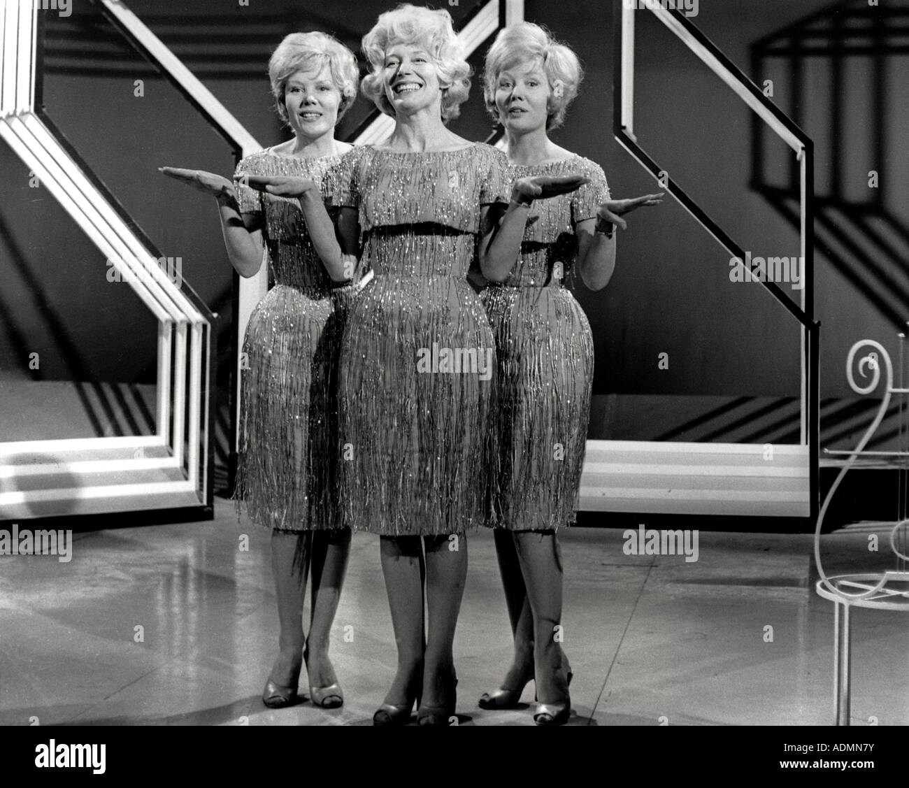 BEVERLEY SISTERS UK vocal group about 1959 with from left  Teddy, Joy and  Babs Stock Photo