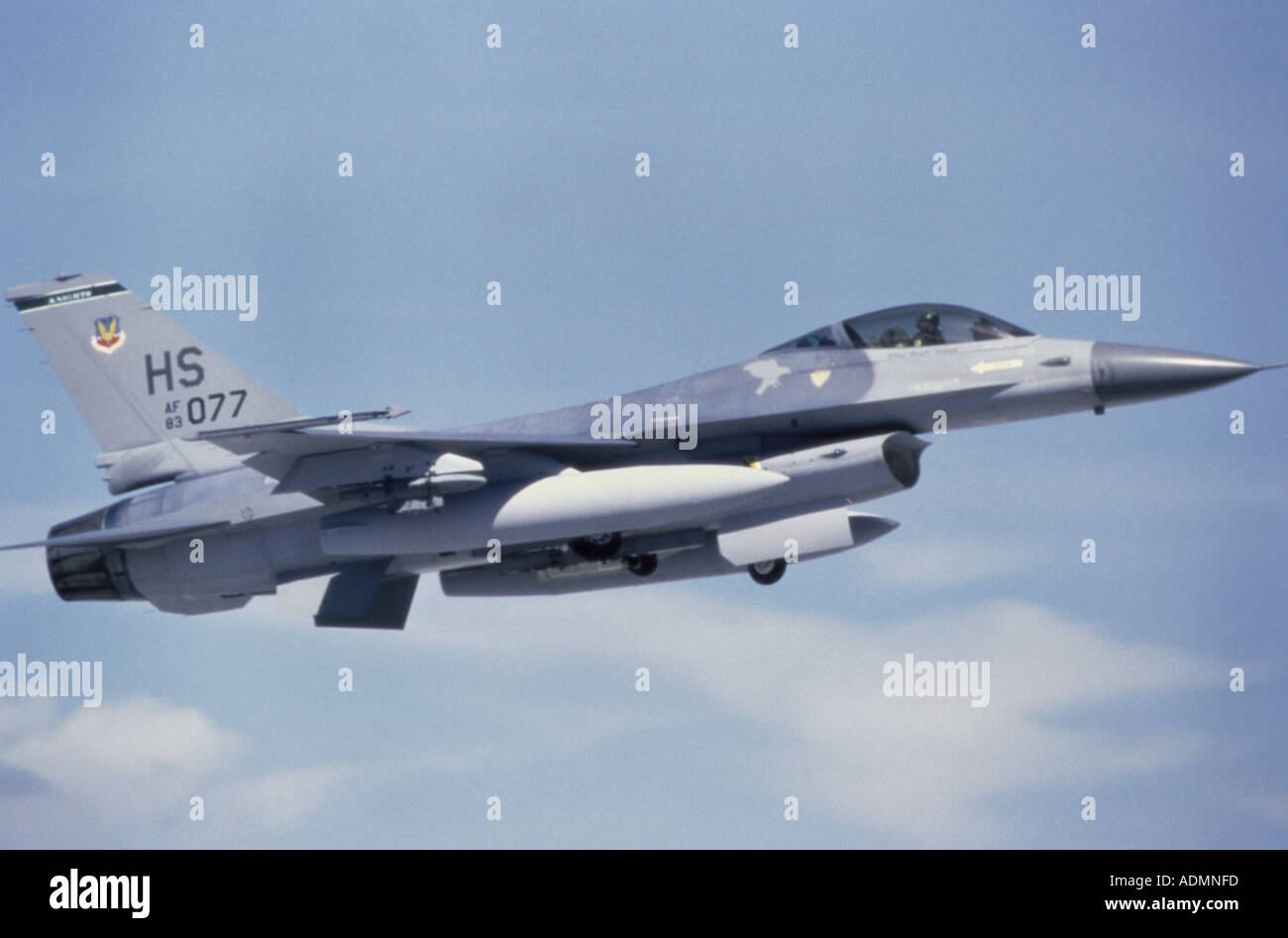 Low angle view of an F-16 Fighting Falcon Stock Photo