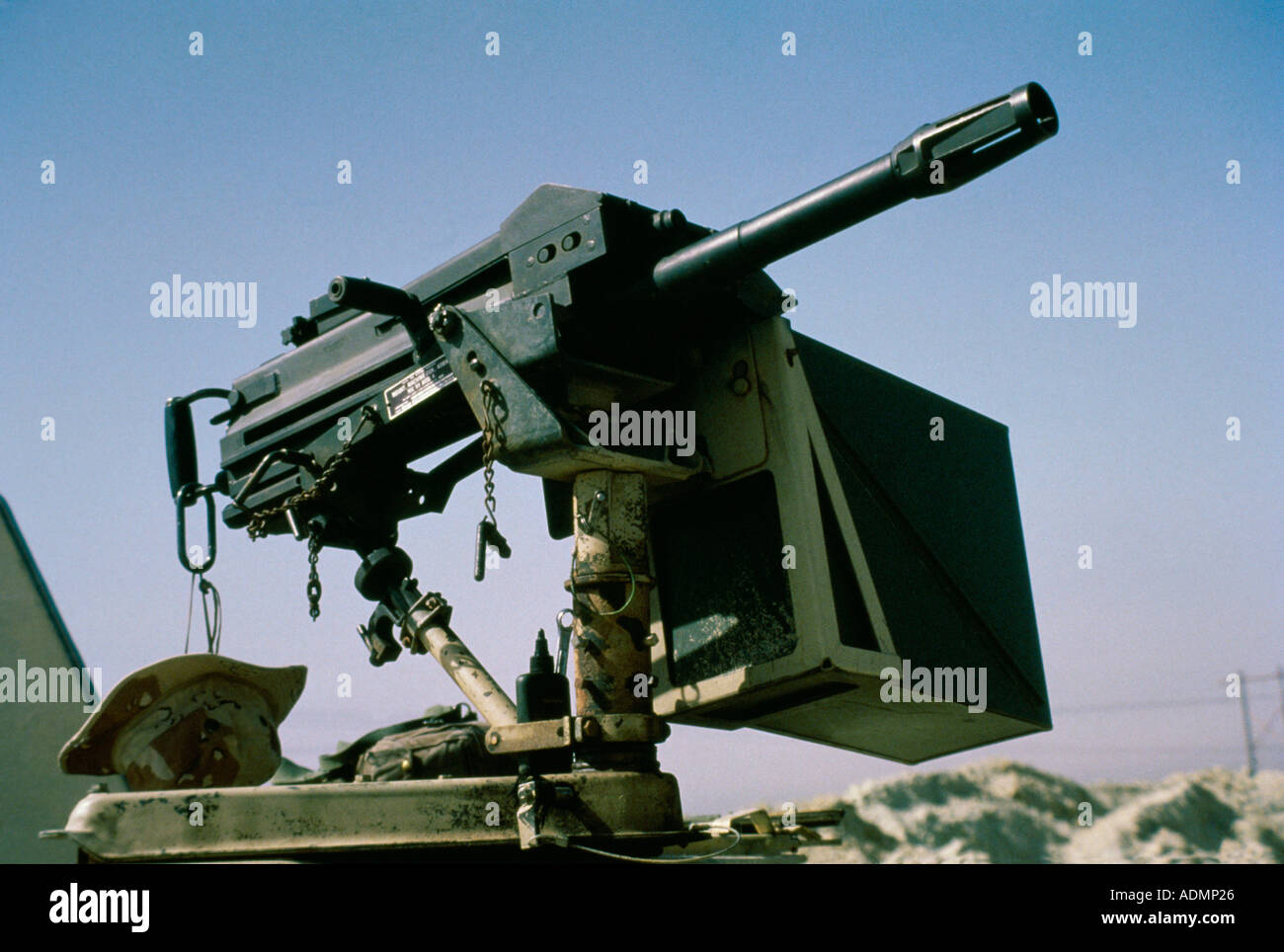 Low angle view of a Mark-19 automatic grenade launcher Stock Photo