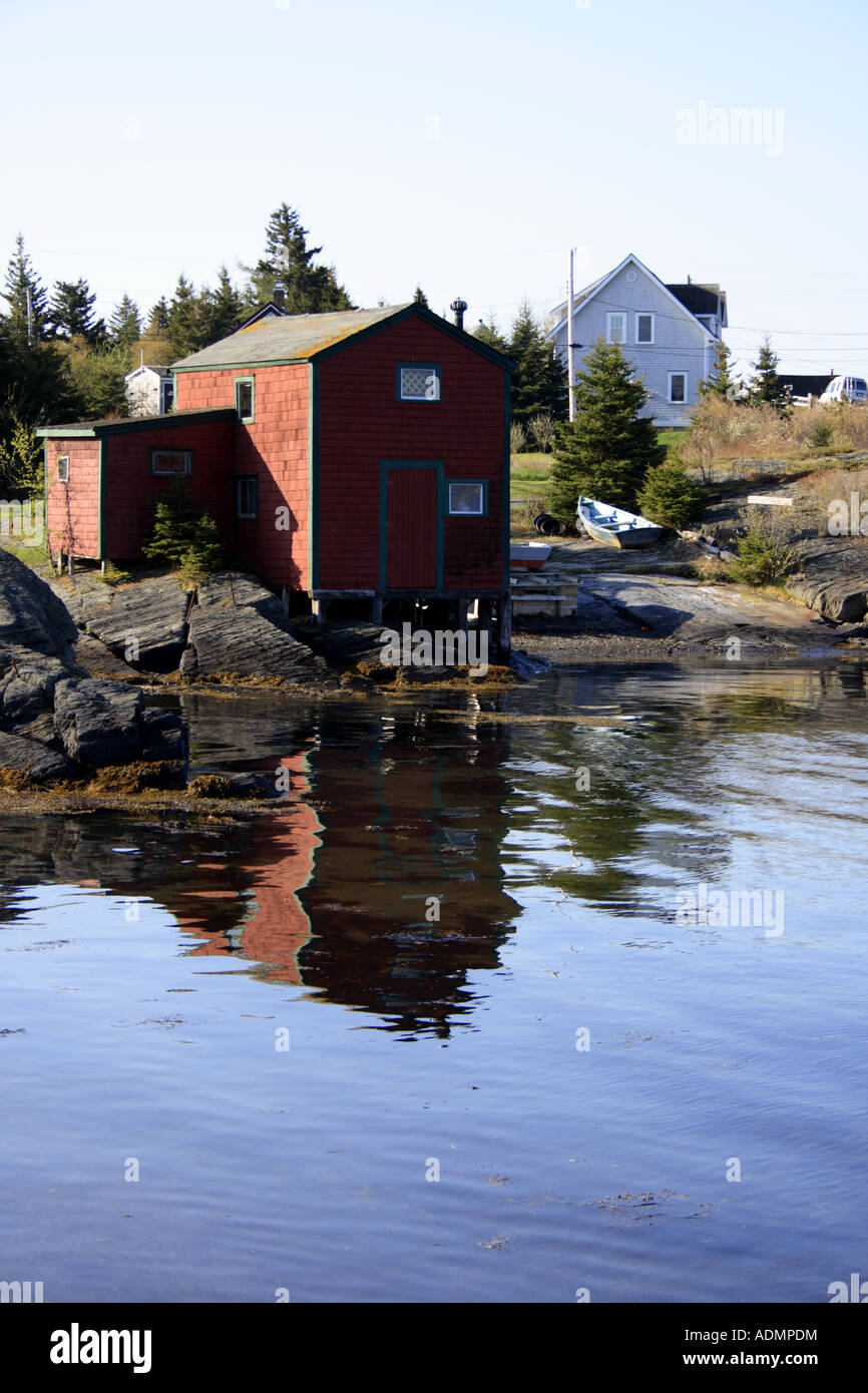 waterfront fishing shed in Lunenburg county, Nova Scotia, Atlantic Canada.  Photo by Willy Matheisl Stock Photo