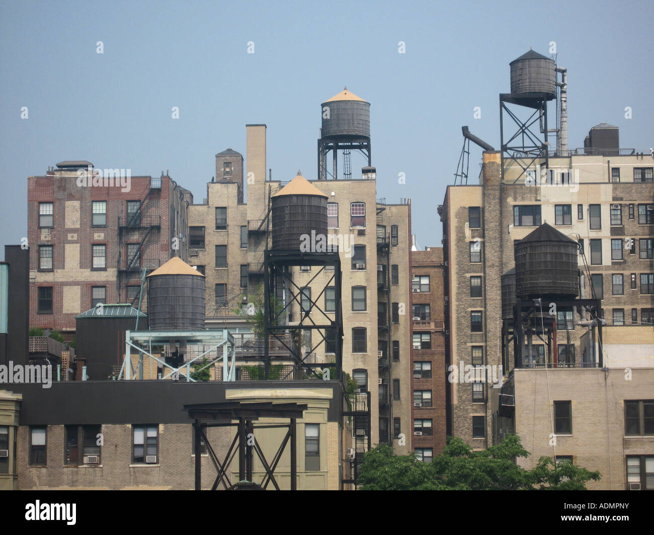 Water tanks on the roofs of New York City Stock Photo Alamy