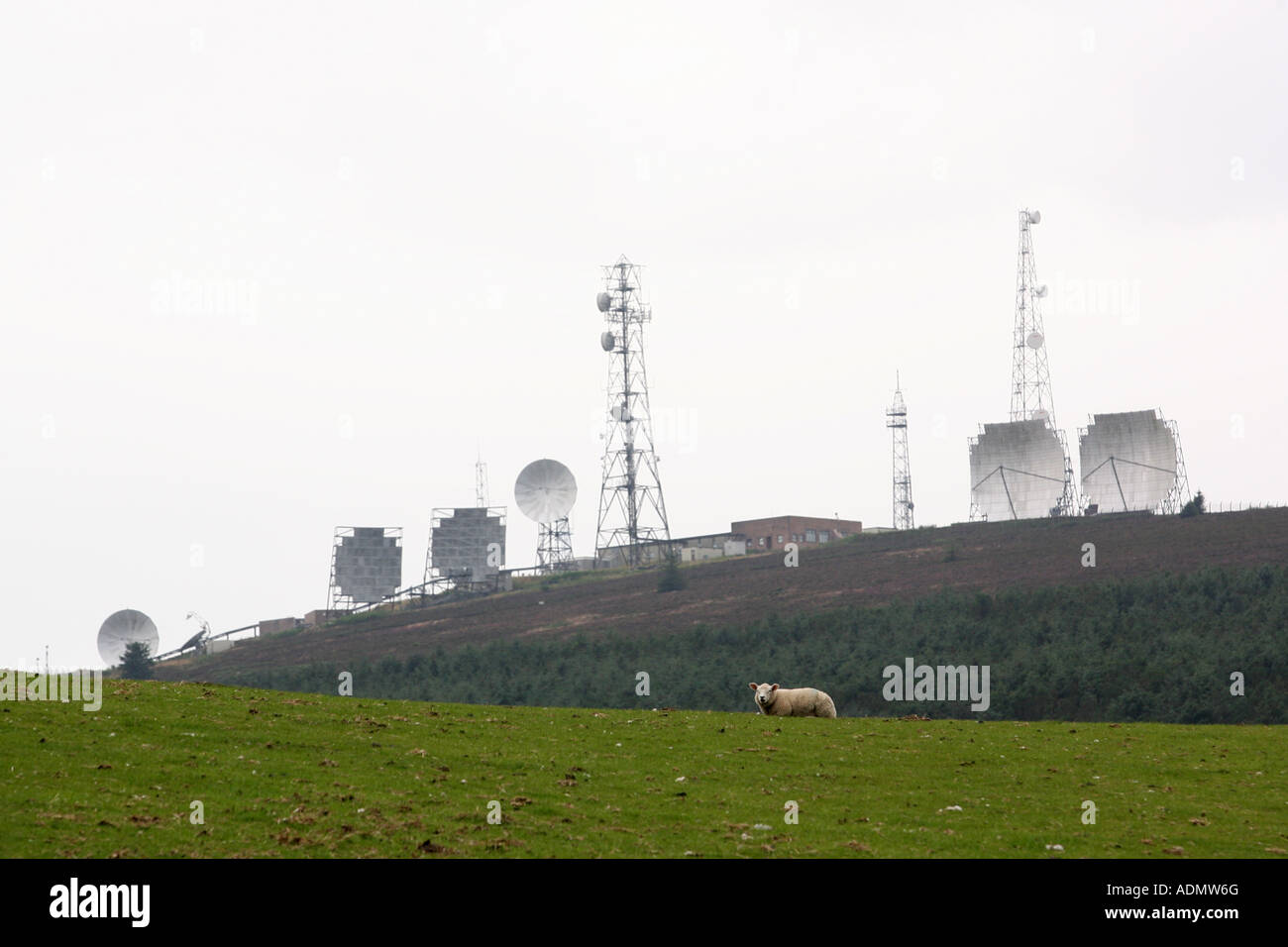 Mormond Hill telecommunications site overlooking farm land near Fraserburgh, Aberdeenshire, Scotland, UK Stock Photo