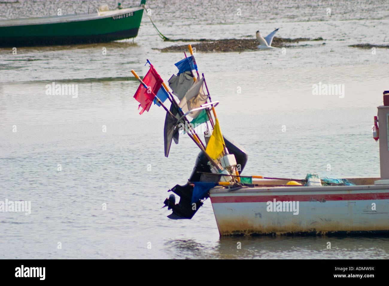 Boat with Flags Stock Photo Alamy
