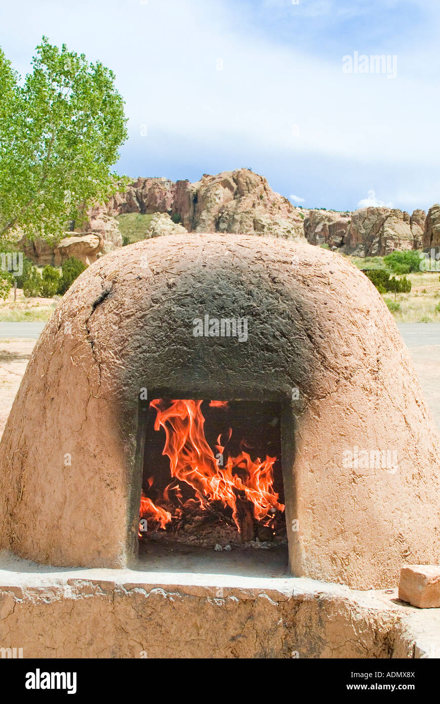 Pueblo style New Mexican Indian style bread oven traditional  outdoor fireplace Stock Photo