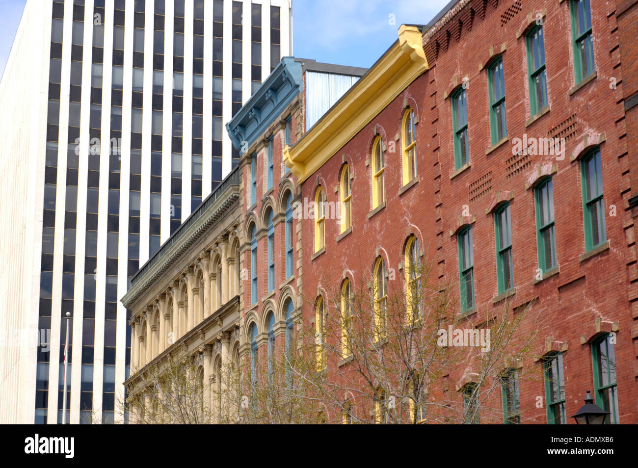 19th century buildings with modern white office tower in downtown ...