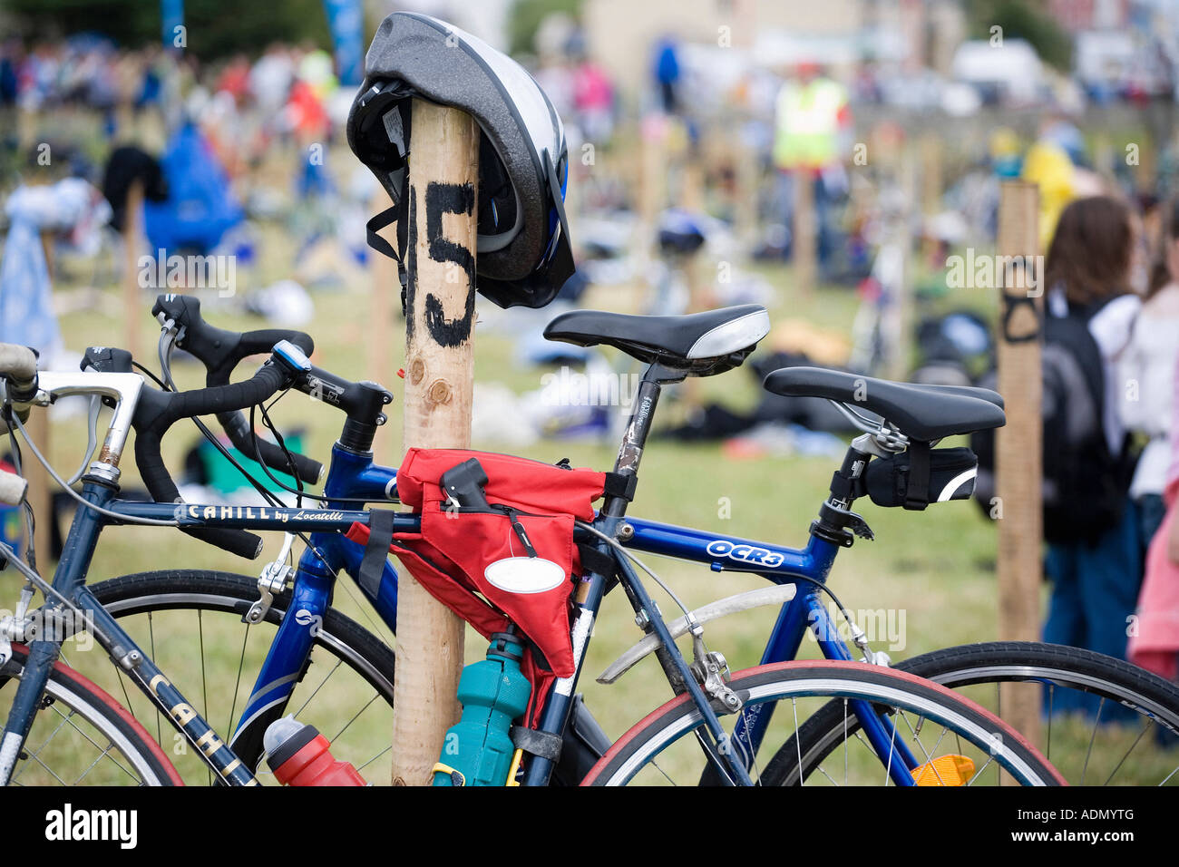 Bike resting at triathlon in Ireland Stock Photo - Alamy