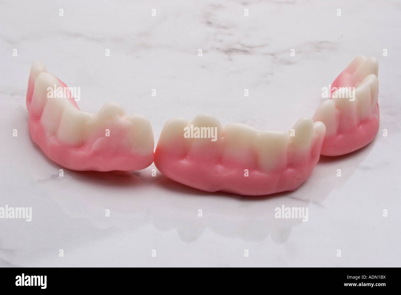 Children's chewy sweets shaped like dentures Stock Photo