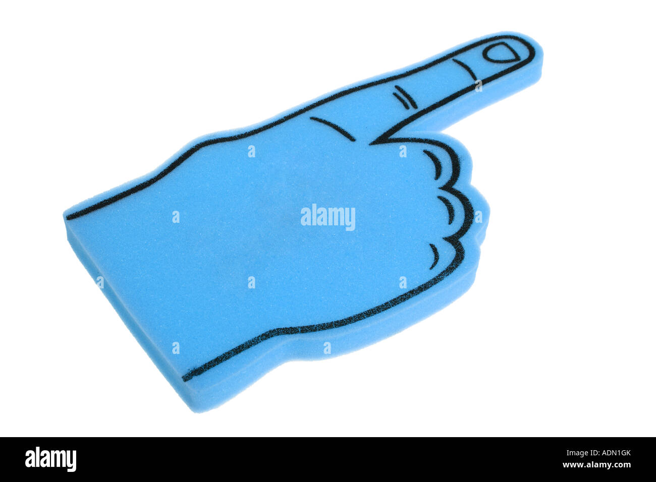 blue foam finger cut out on white background Stock Photo Alamy