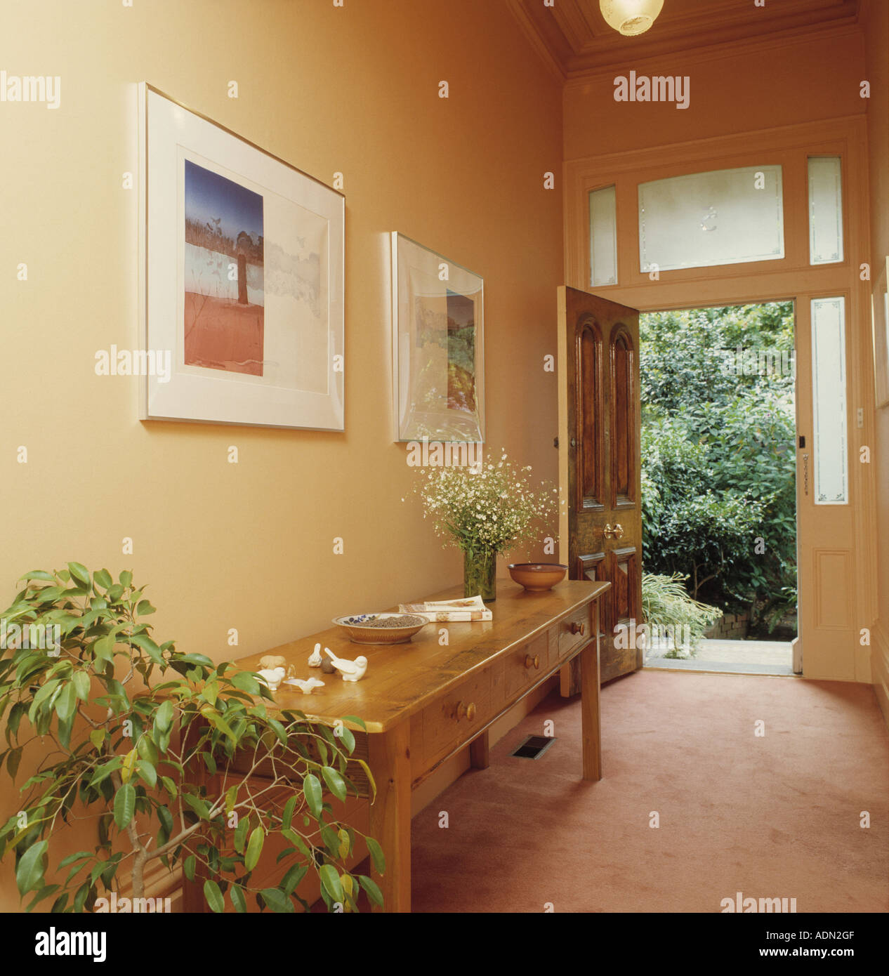 Pastel Peach Hallway Stock Photo Alamy