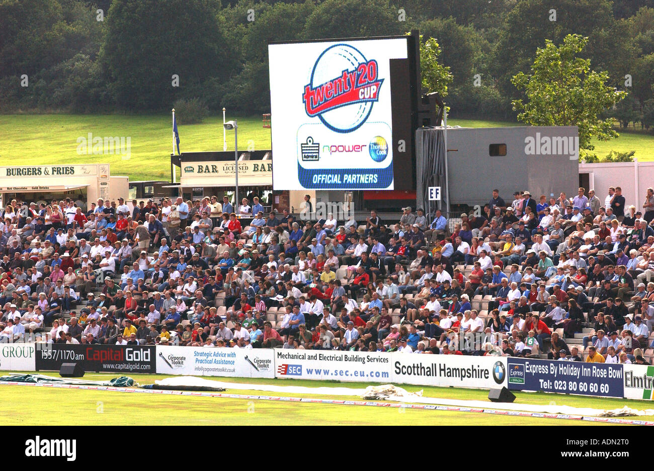 Spectators watching a Twenty 20 cricket match featuring Hmapshire Stock Photo