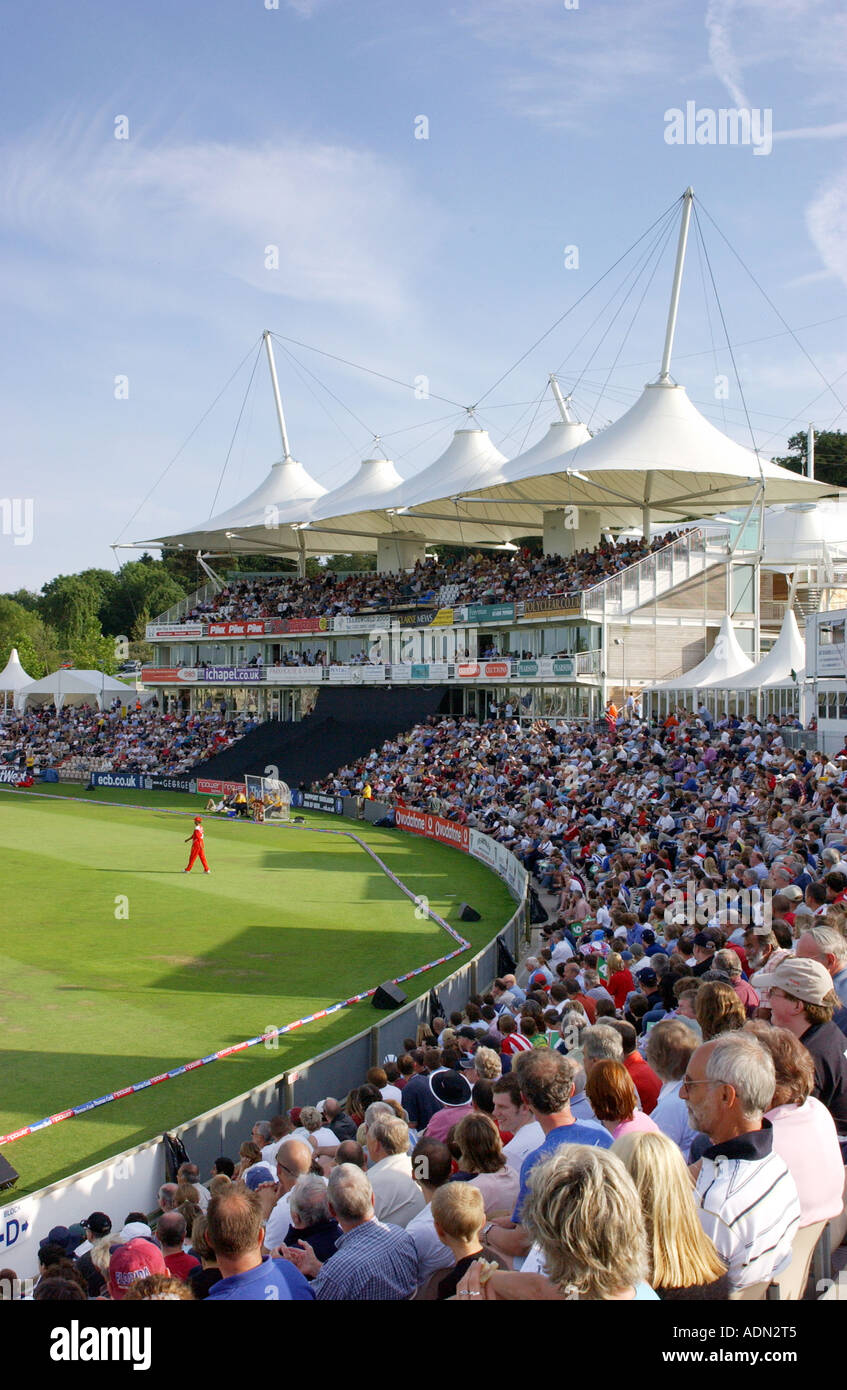 Spectators watching a Twenty 20 cricket match featuring Hampshire at Southampton Rose Bowl Stock Photo