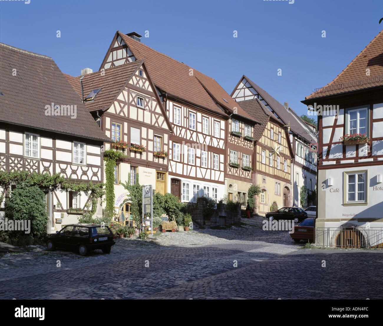 Königsberg im Steigerwald, Fachwerkhäuser Stock Photo