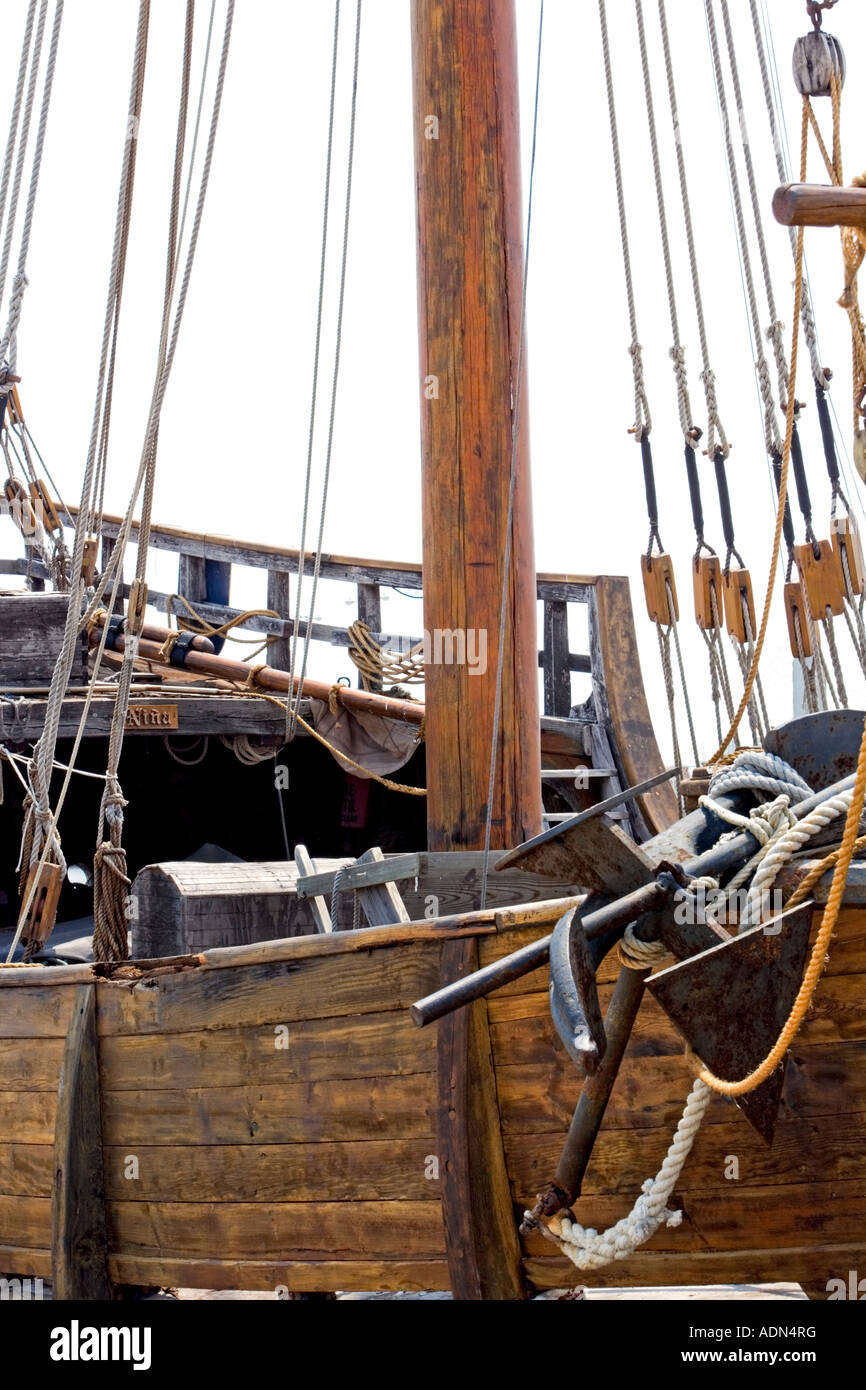 Ship Columbus Nina deck. Replicate of Christopher Columbus Nina ship