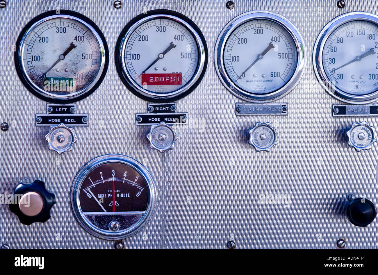 pressure gauges on a fire truck Stock Photo - Alamy