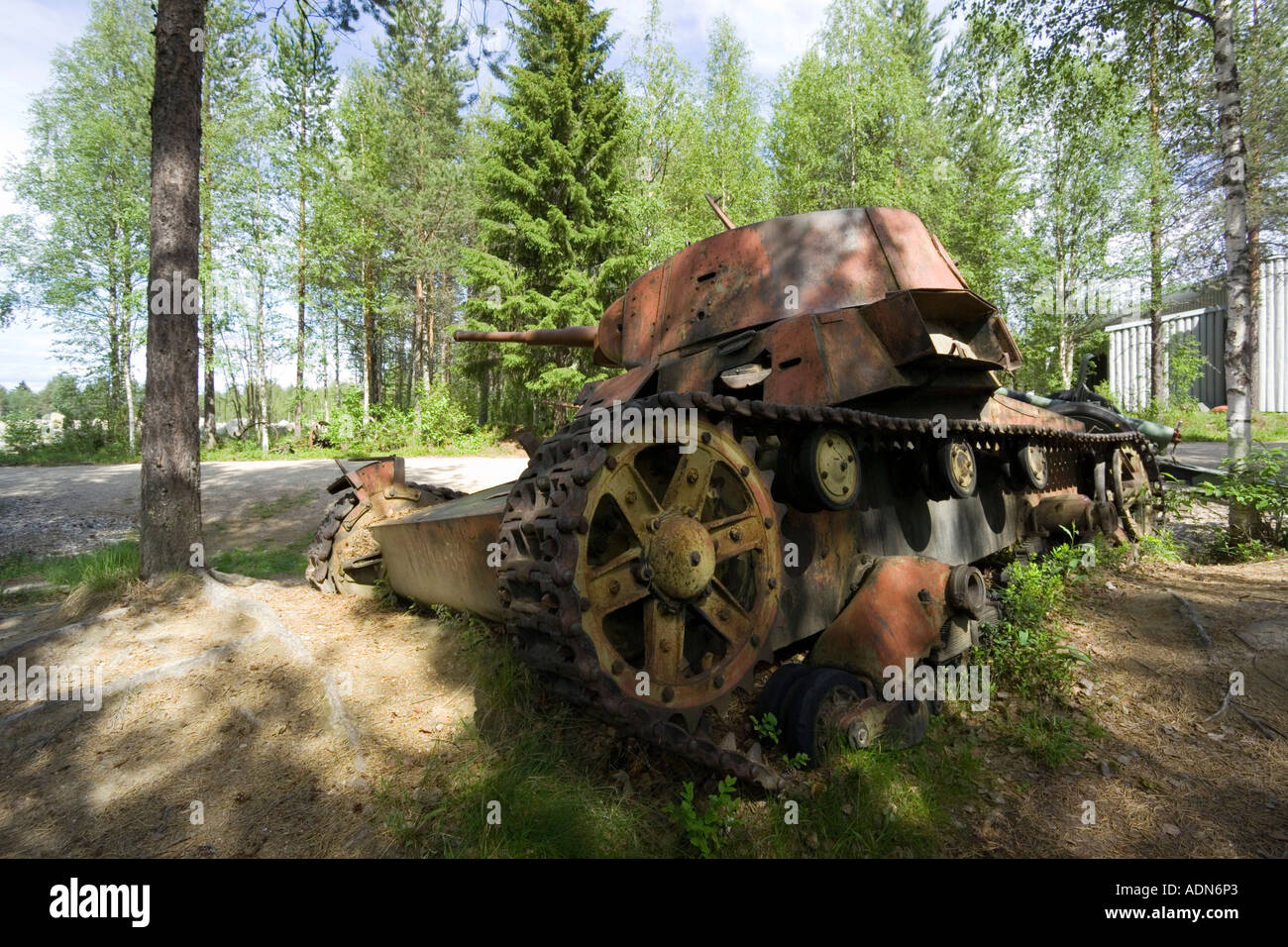 Old tank, Raate road, Finland Stock Photo