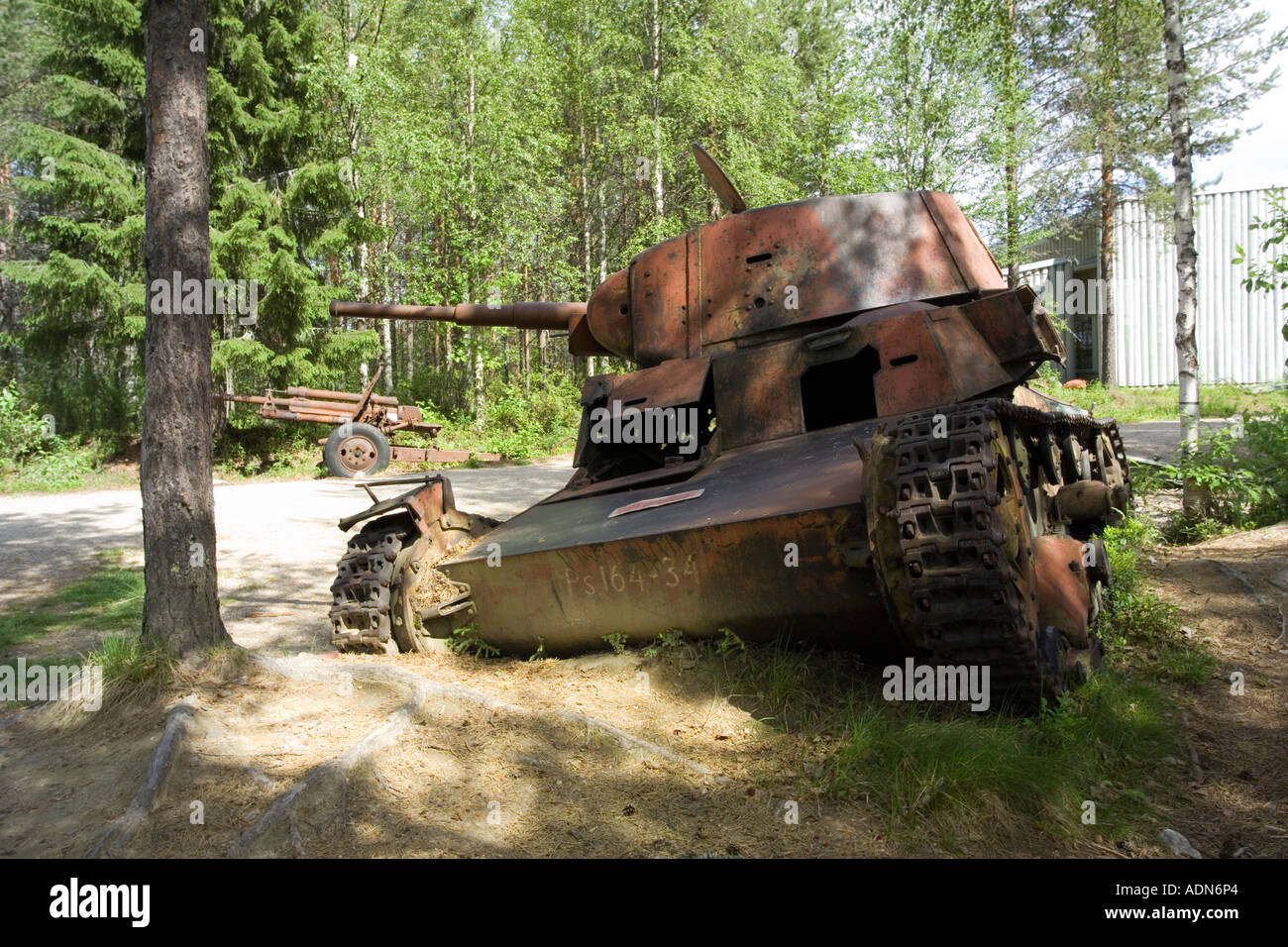 Old tank, Raate road, Finland Stock Photo