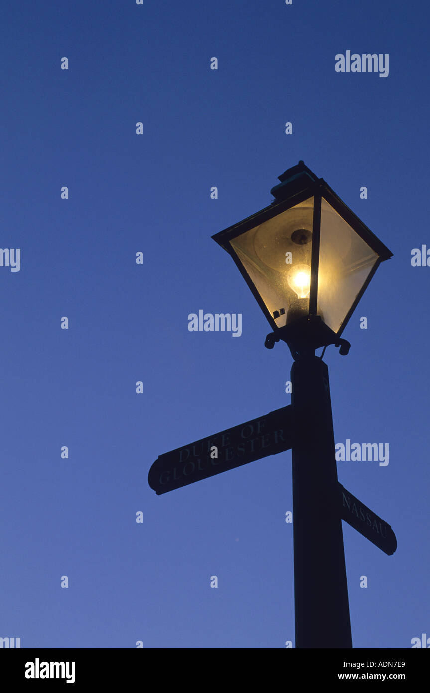 Lamp post in front of Bruton Parish Church in colonial Williamsburg Virginia  Stock Photo
