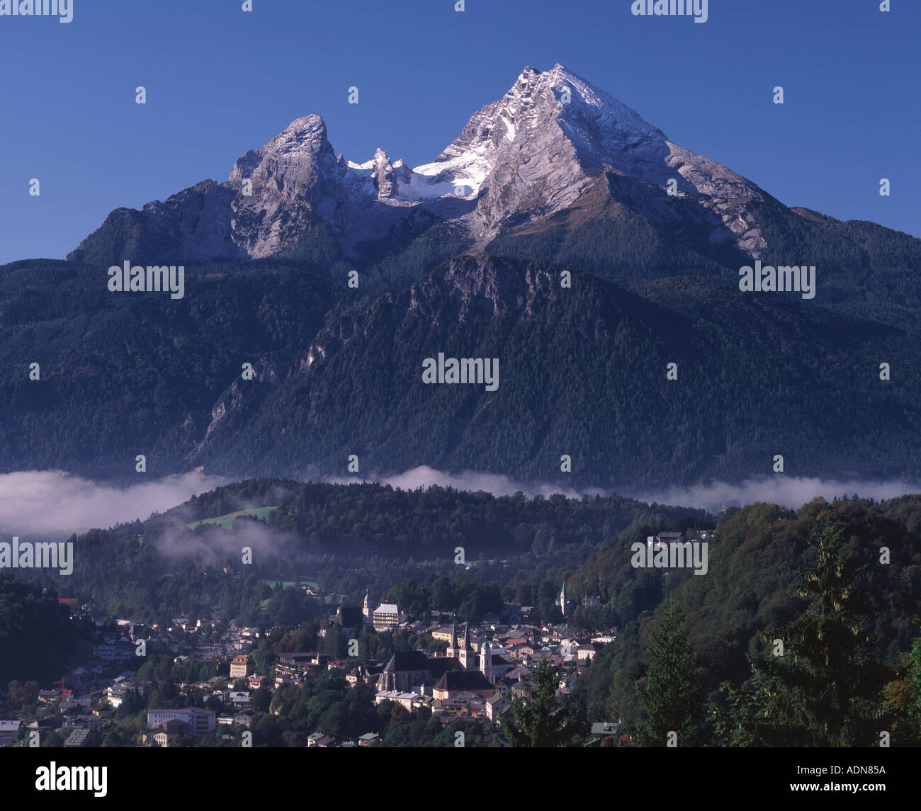 Germany Bavaria Berchgaden and the Watzman mountain Stock Photo