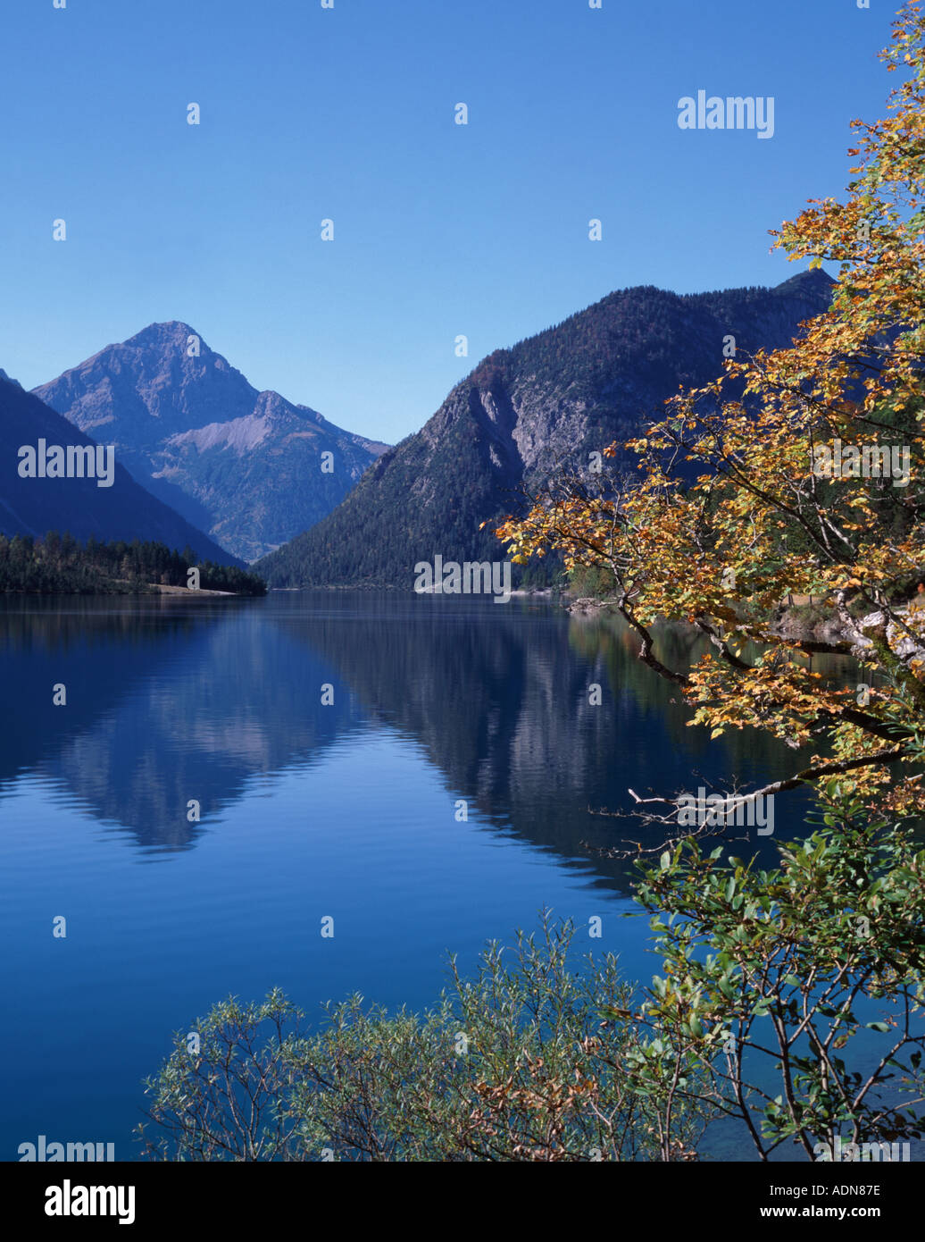 Austria Tirol The lake of Plansee in autumn and mountains Stock Photo