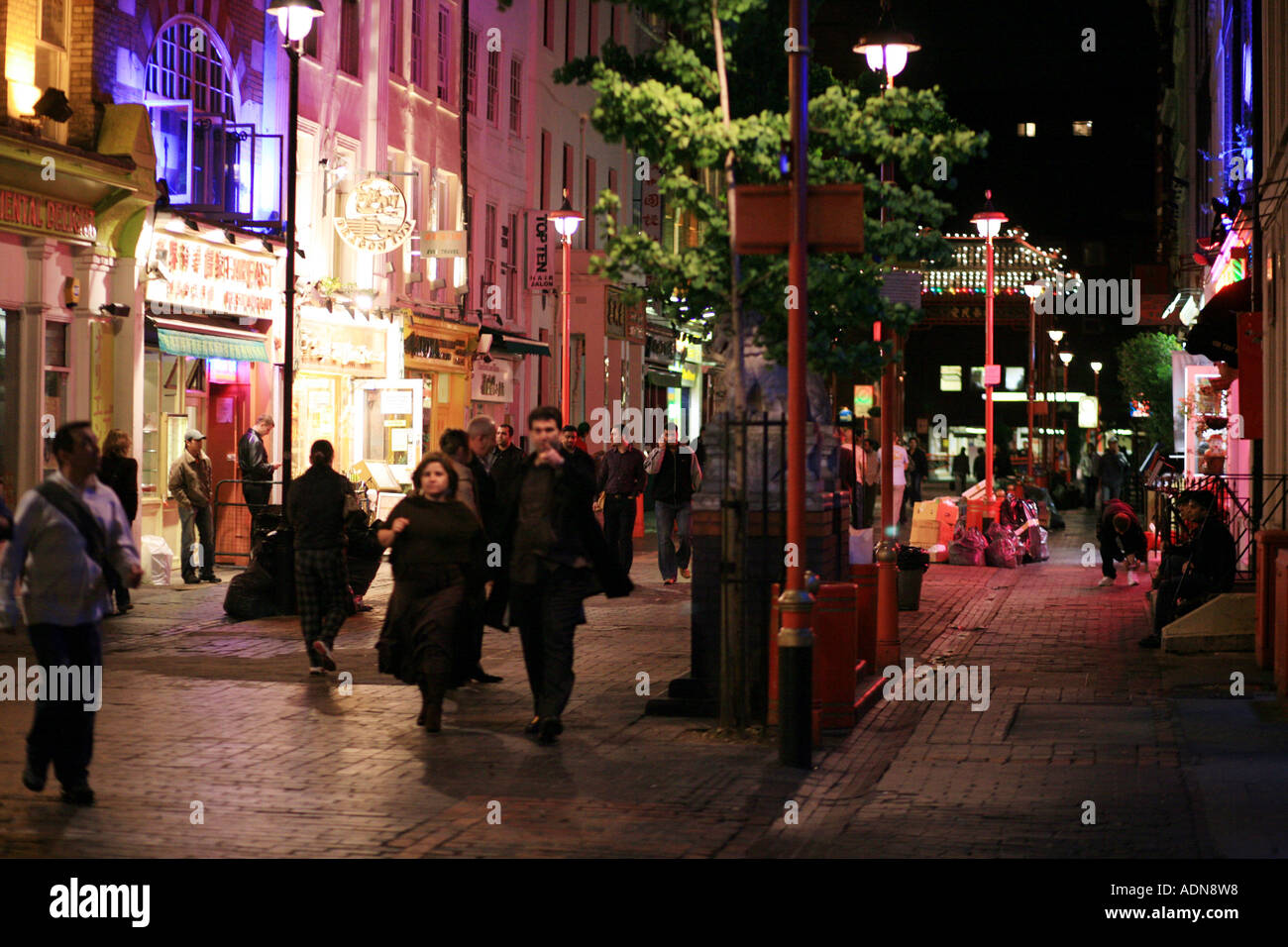 Paris Street at night, Christmas 2003 Stock Photo