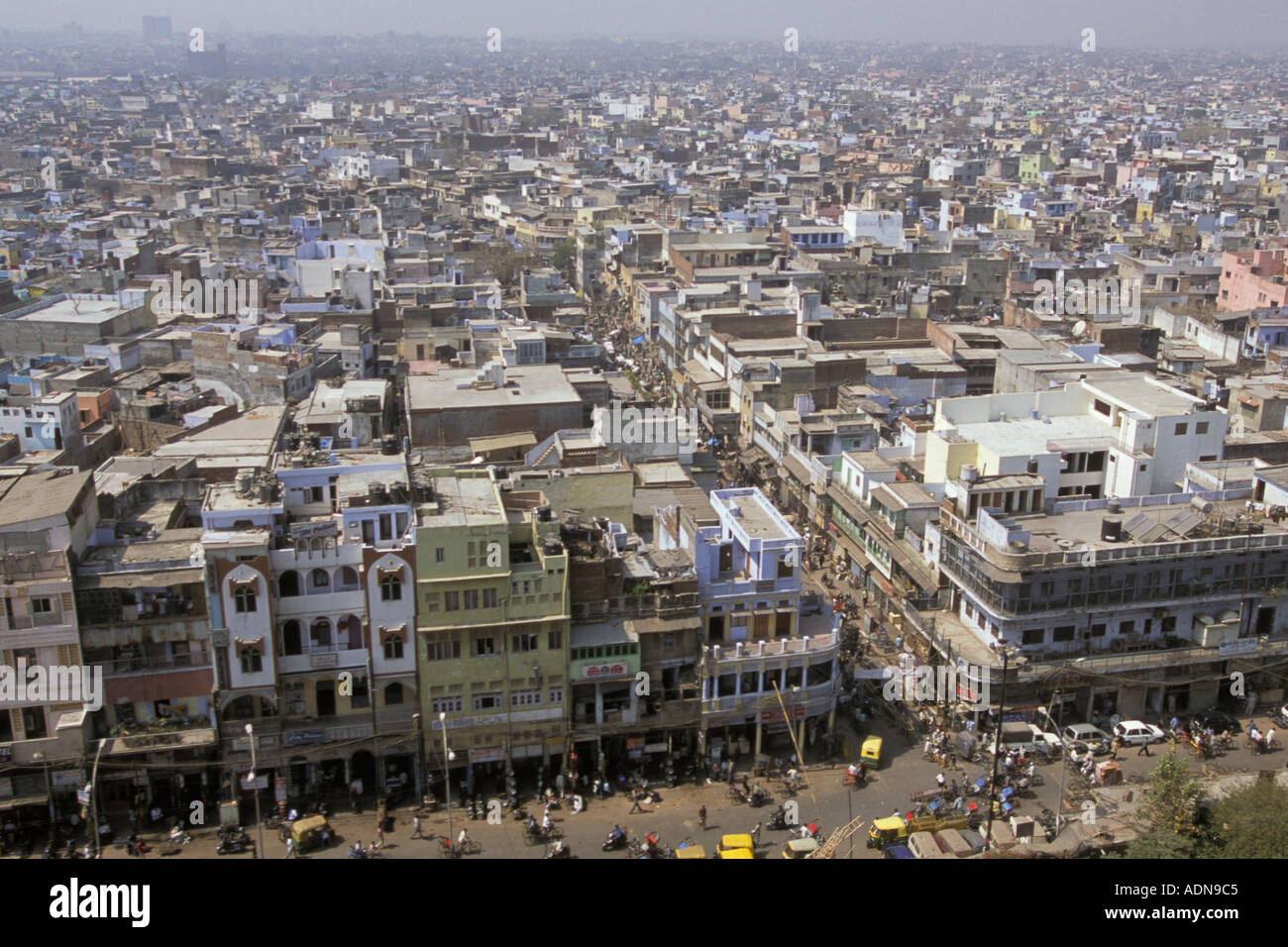 India Delhi Old Delhi view from minaret of Jama Masjid mosque Stock Photo