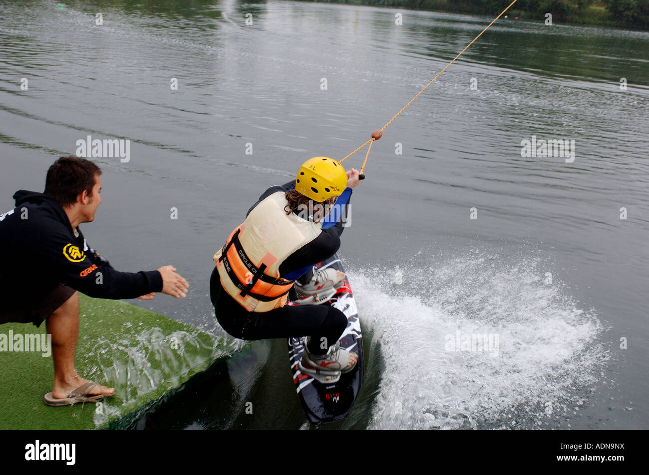 Wakeboarding and kneeboarding at Princes Club Middlesex England Stock Photo Alamy