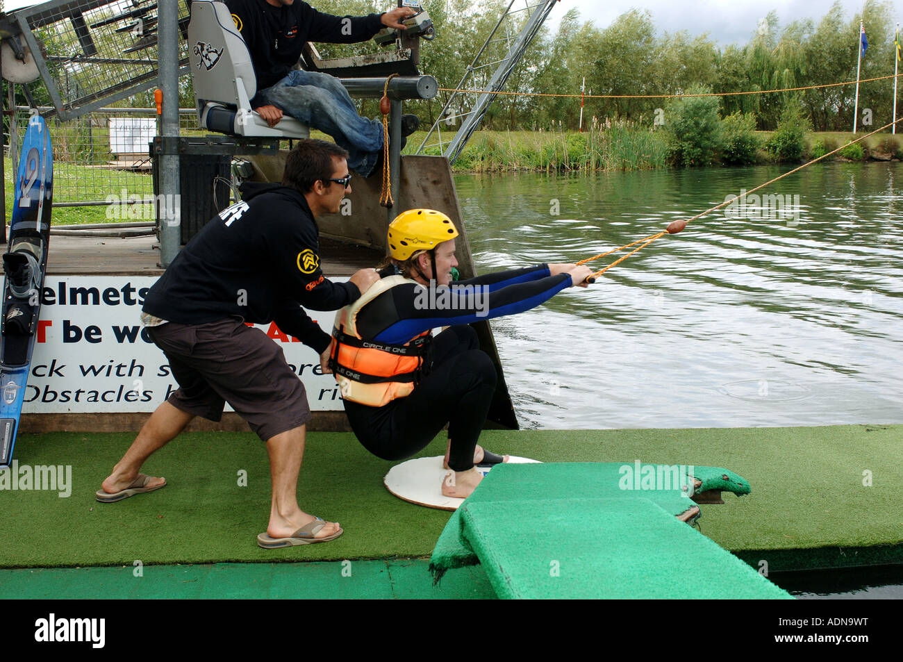 Wakeboarding and kneeboarding at Princes Club Middlesex England Stock Photo Alamy