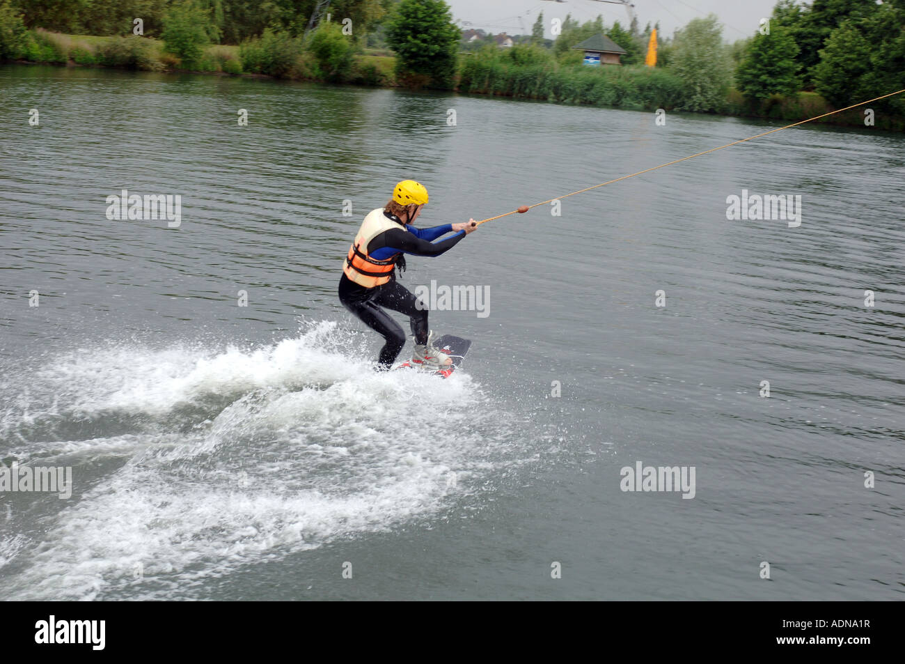 Wakeboarding and kneeboarding at Princes Club Middlesex England Stock Photo Alamy